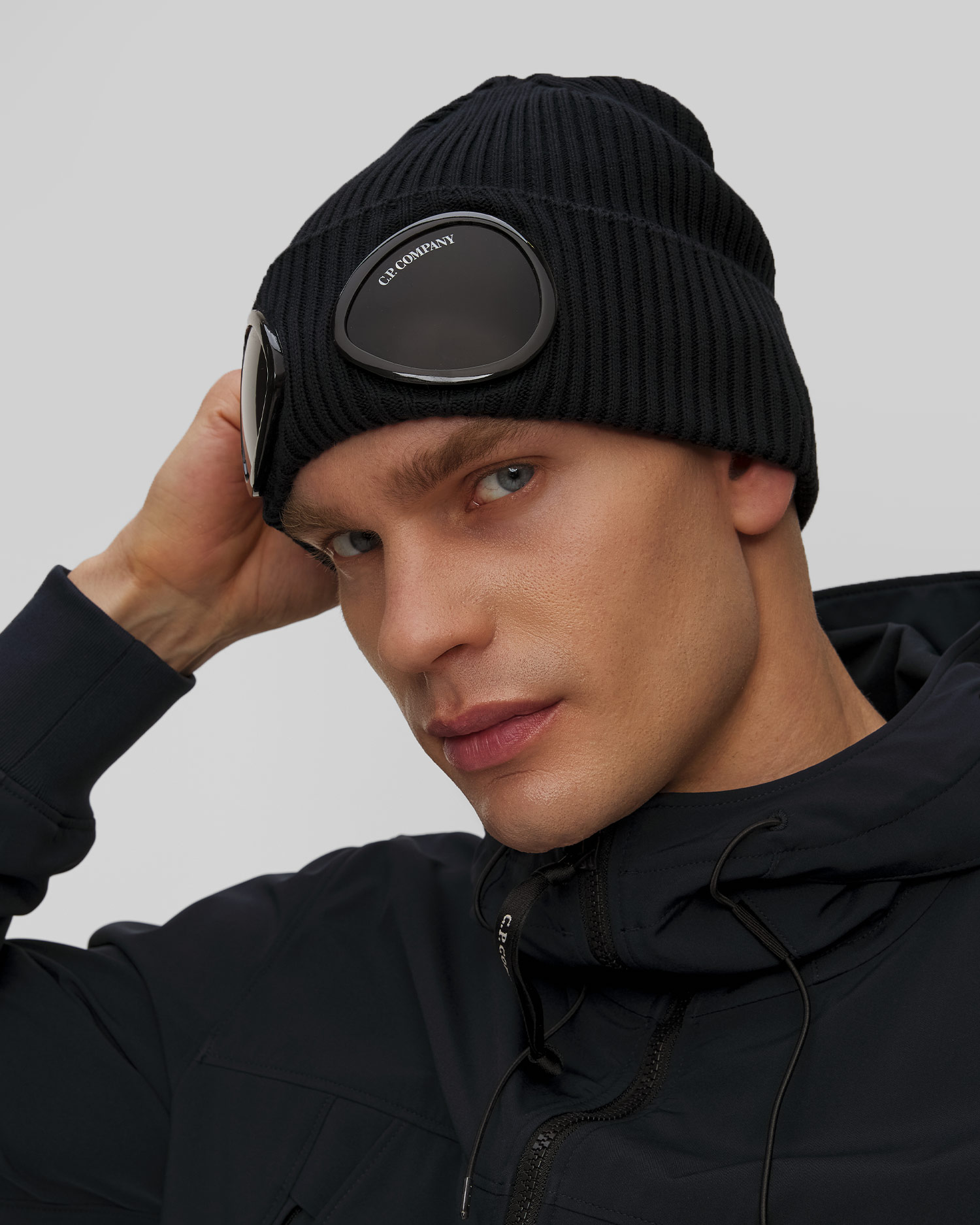 Bonnet bleu marine pour hommes C.P. Company Cotton Goggle