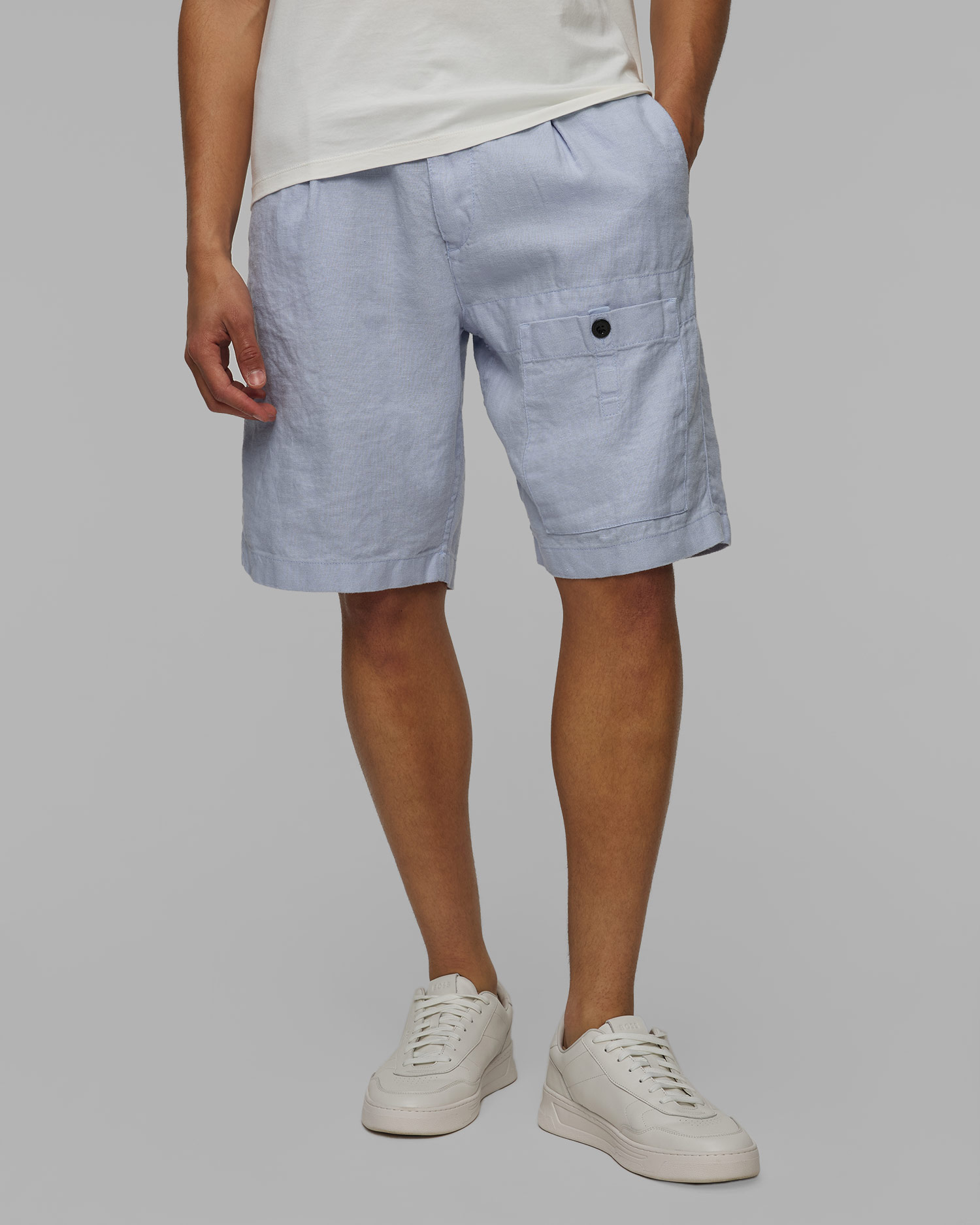 C.P. Company Linen Sack Cargo Leinenshorts für Herren in Blau