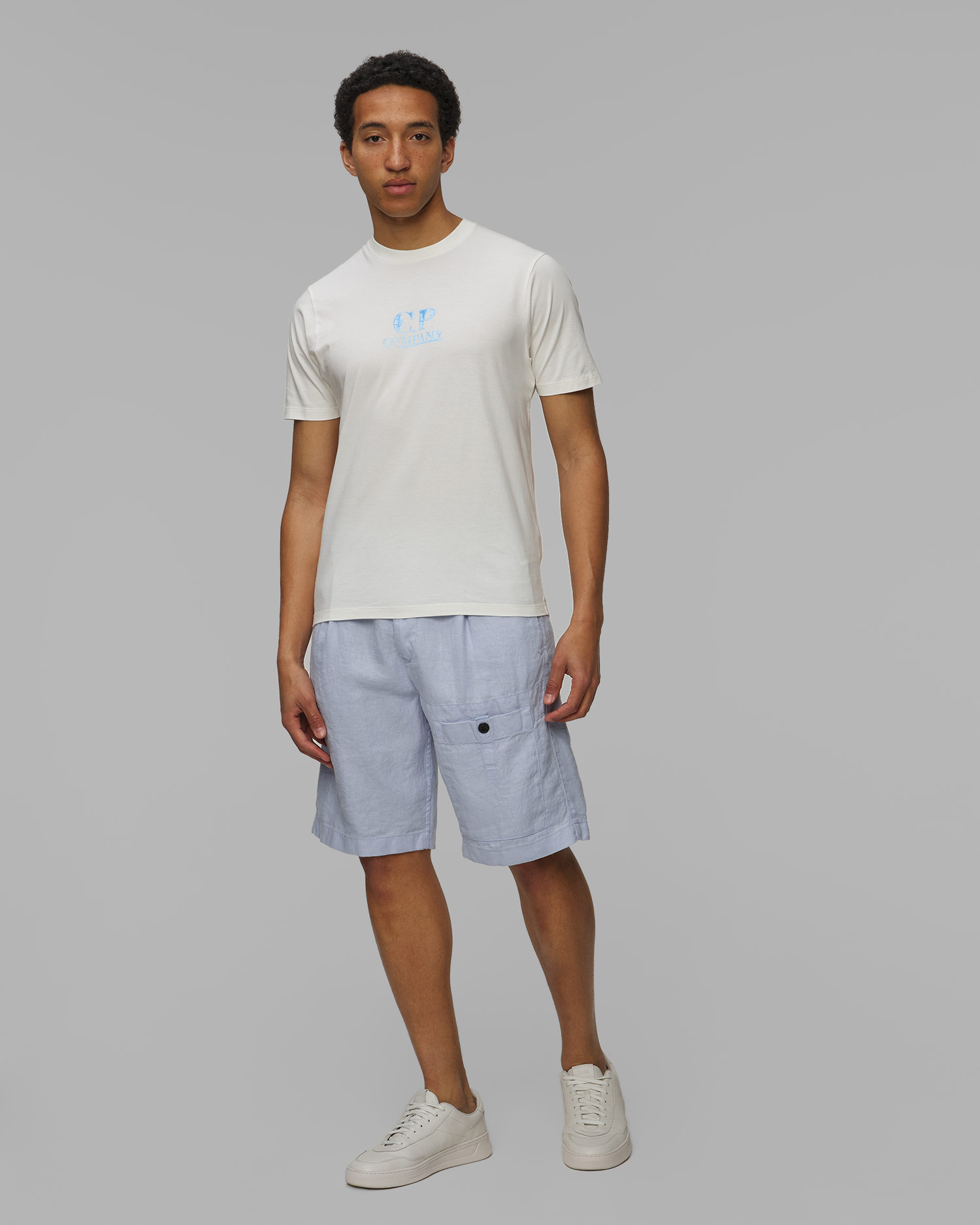 C.P. Company Linen Sack Cargo Leinenshorts für Herren in Blau