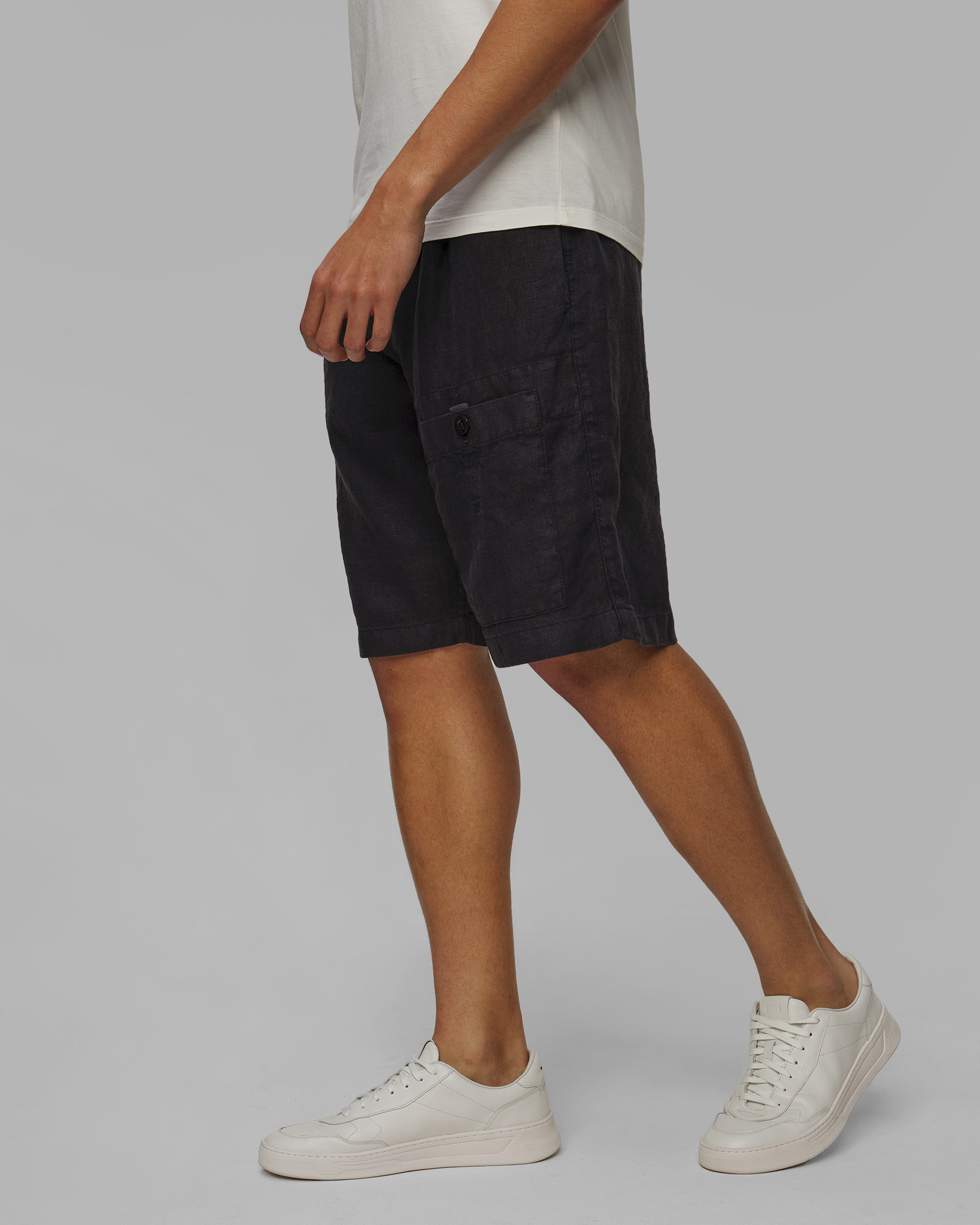 Pánske šortky C.P. Company Linen Sack Cargo tmavo modré