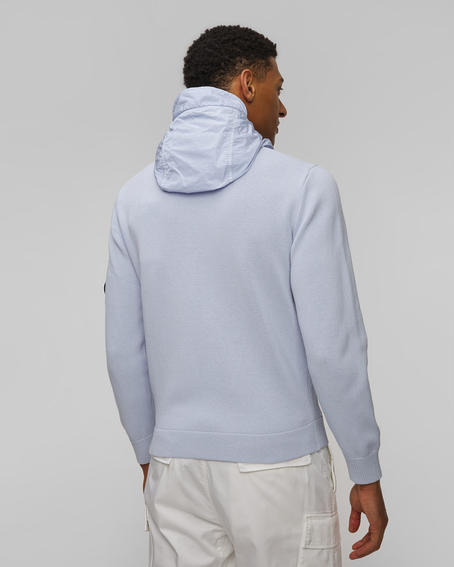 Men's sweatshirt C.P. Company Cotton Mixed Hooded Lens Knit blue