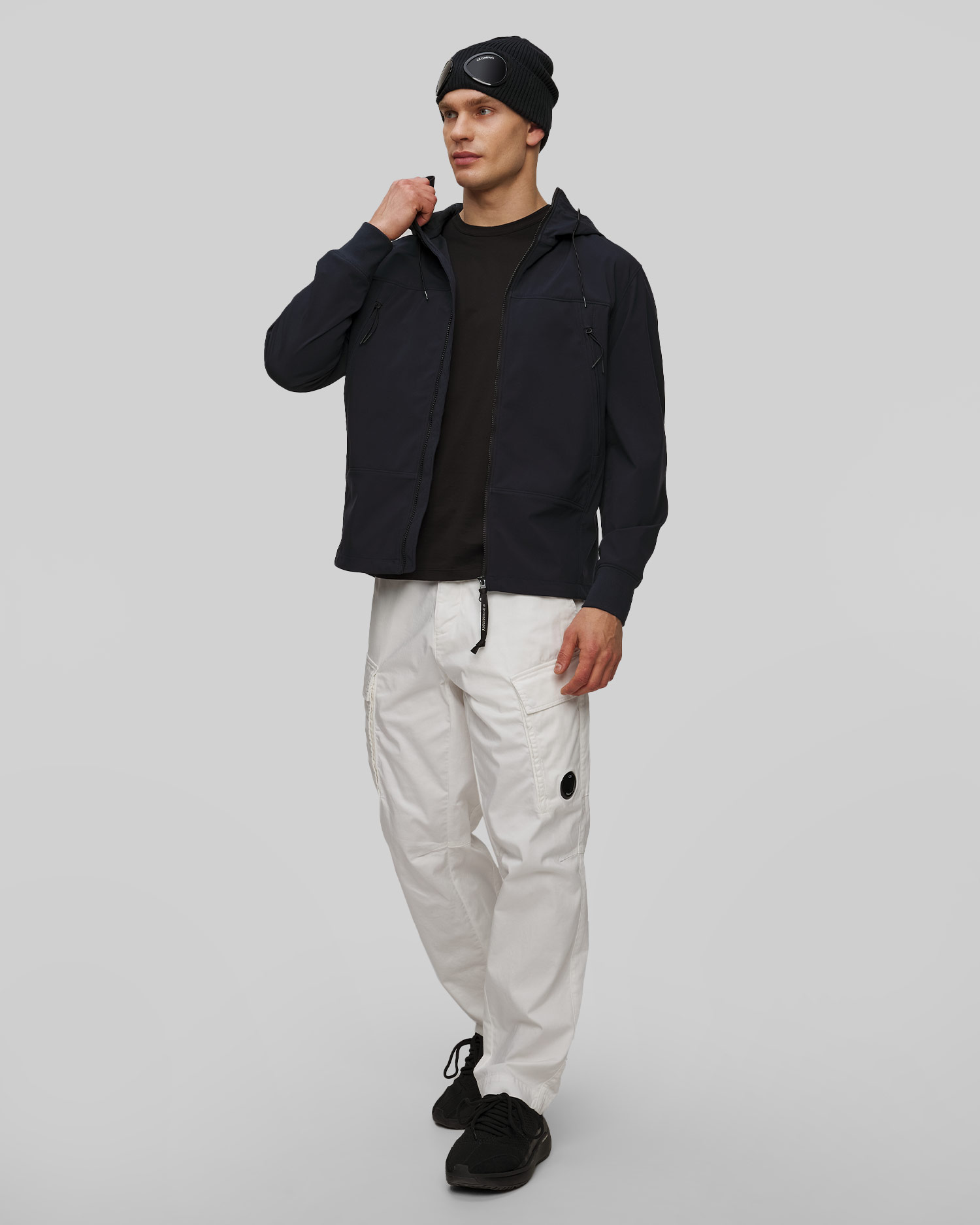 Pánska softshellová bunda C.P. Company Shell-R Goggle Jacket tmavomodrá