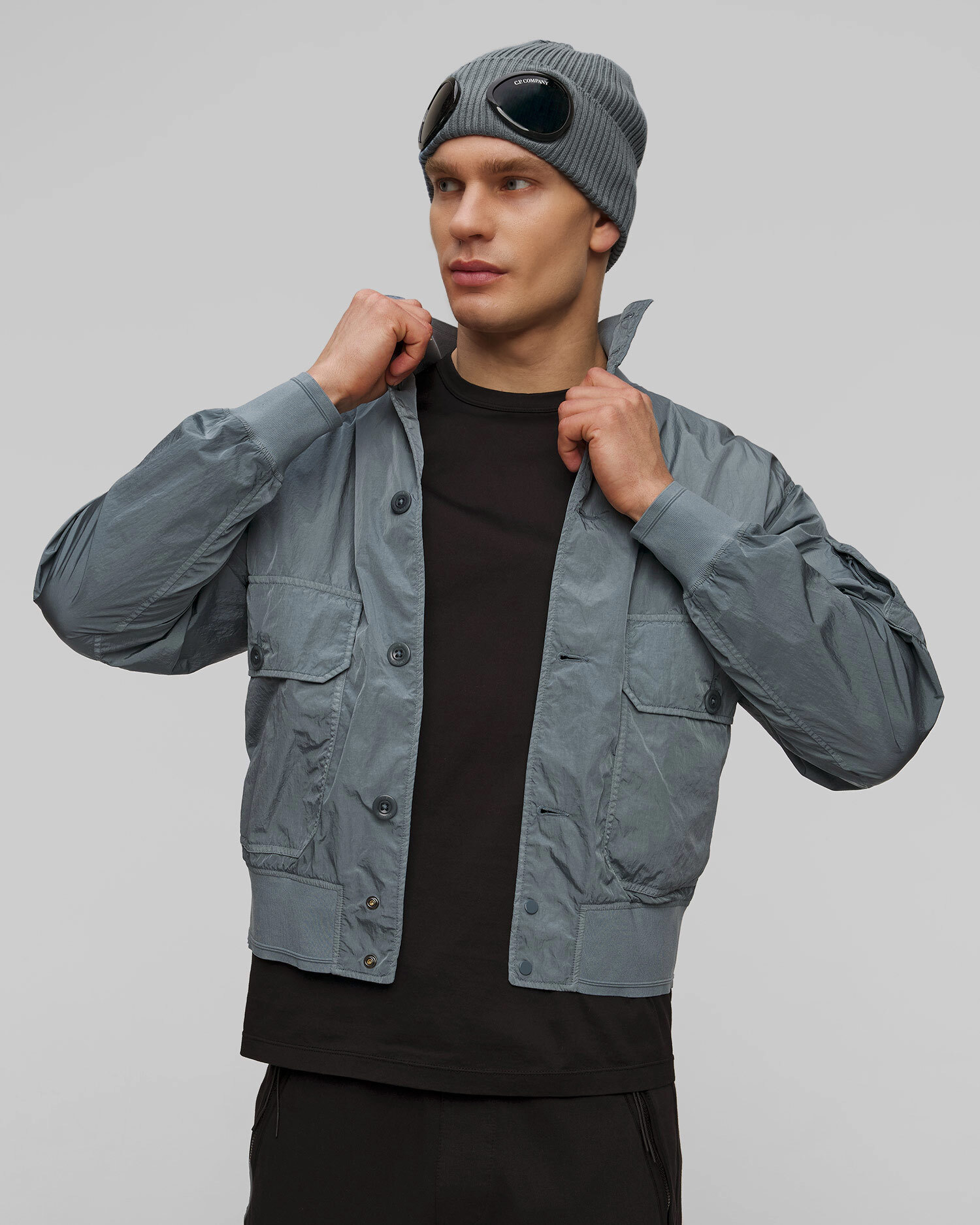 Pánska bunda C.P. Company Chrome-R Full Button Jacket sivá