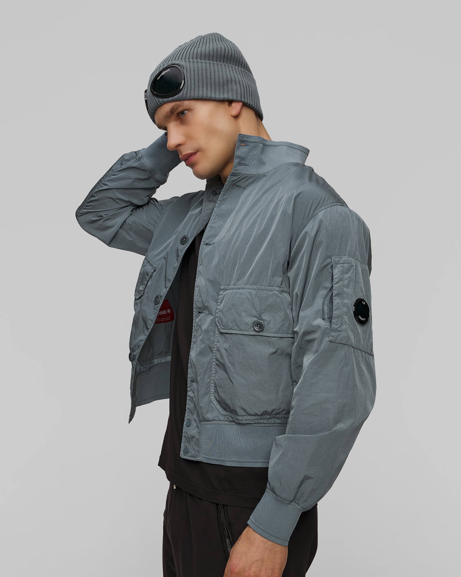 Pánská bunda C.P. Company Chrome-R Full Button Jacket v Šedé Barvě