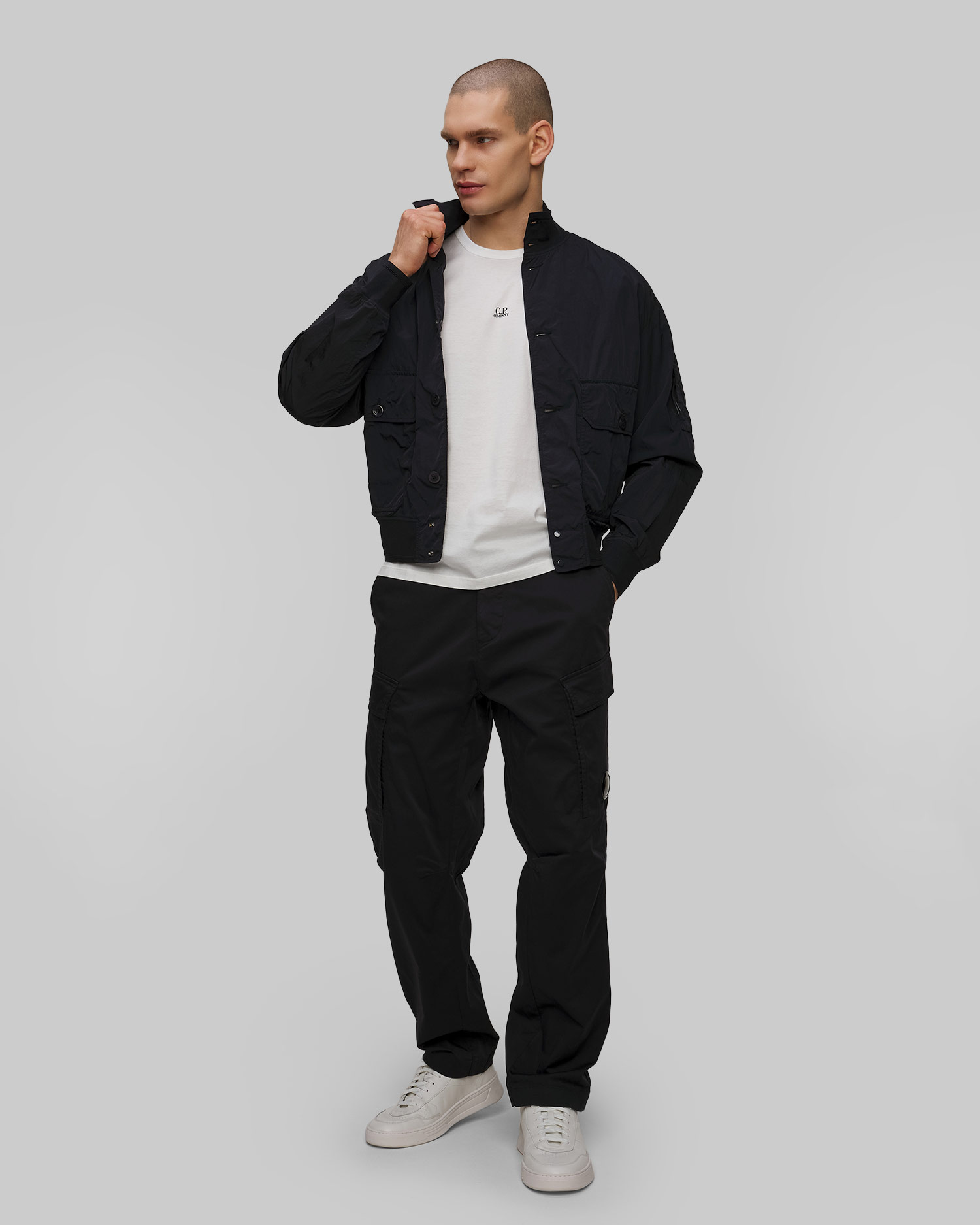 Pánska bunda C.P. Company Chrome-R Full Button Jacket tmavomodrá