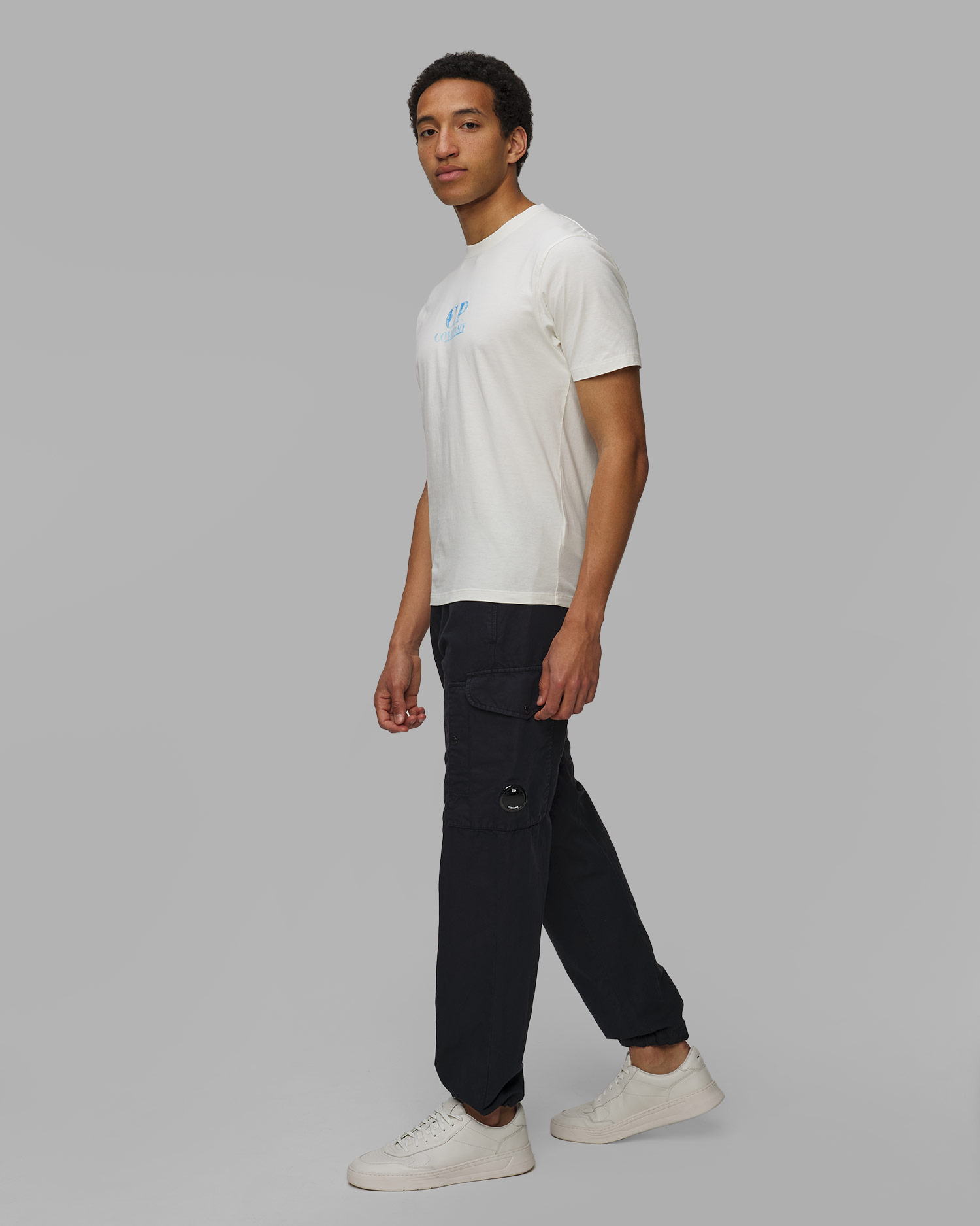 Spodnie męskie C.P. Company Cotton/Linen Loose Pants granatowe