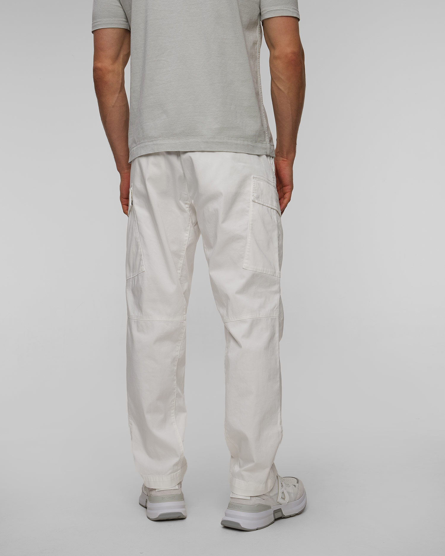 Pantaloni pentru bărbați C.P. Company Stretch Sateen Loose Cargo Pants albi
