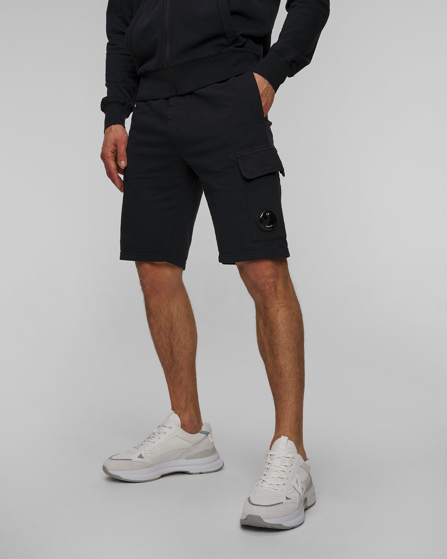 C.P. Company Light Fleece Cargo Lens Shorts Herrenshorts in Marineblau