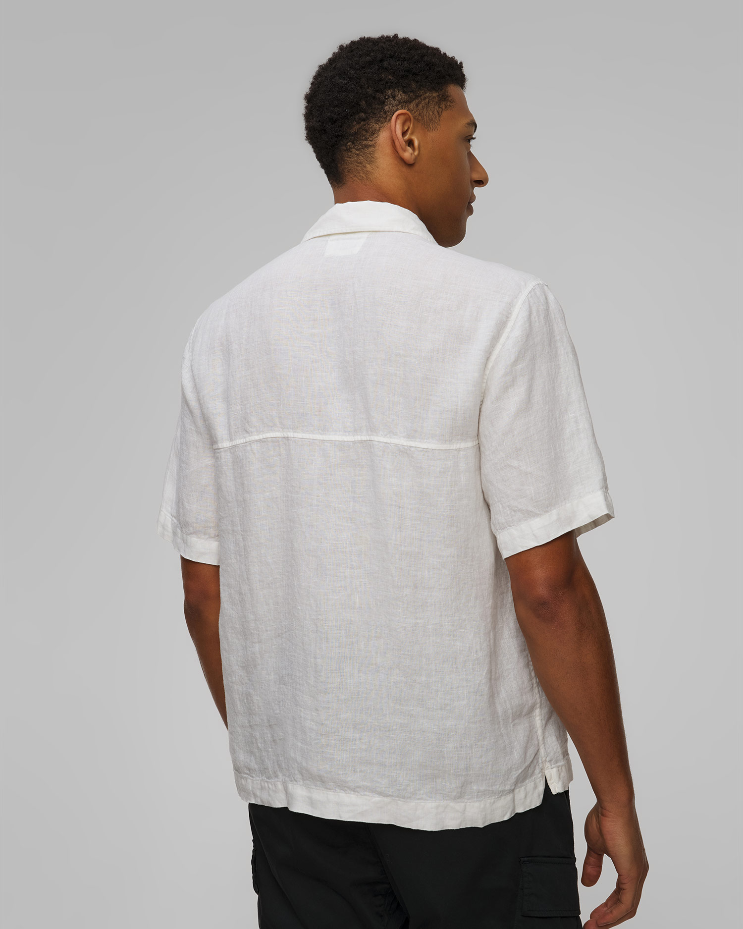 Koszula lniana męska C.P. Company Linen Boxy Short Sleeve Shirt biała