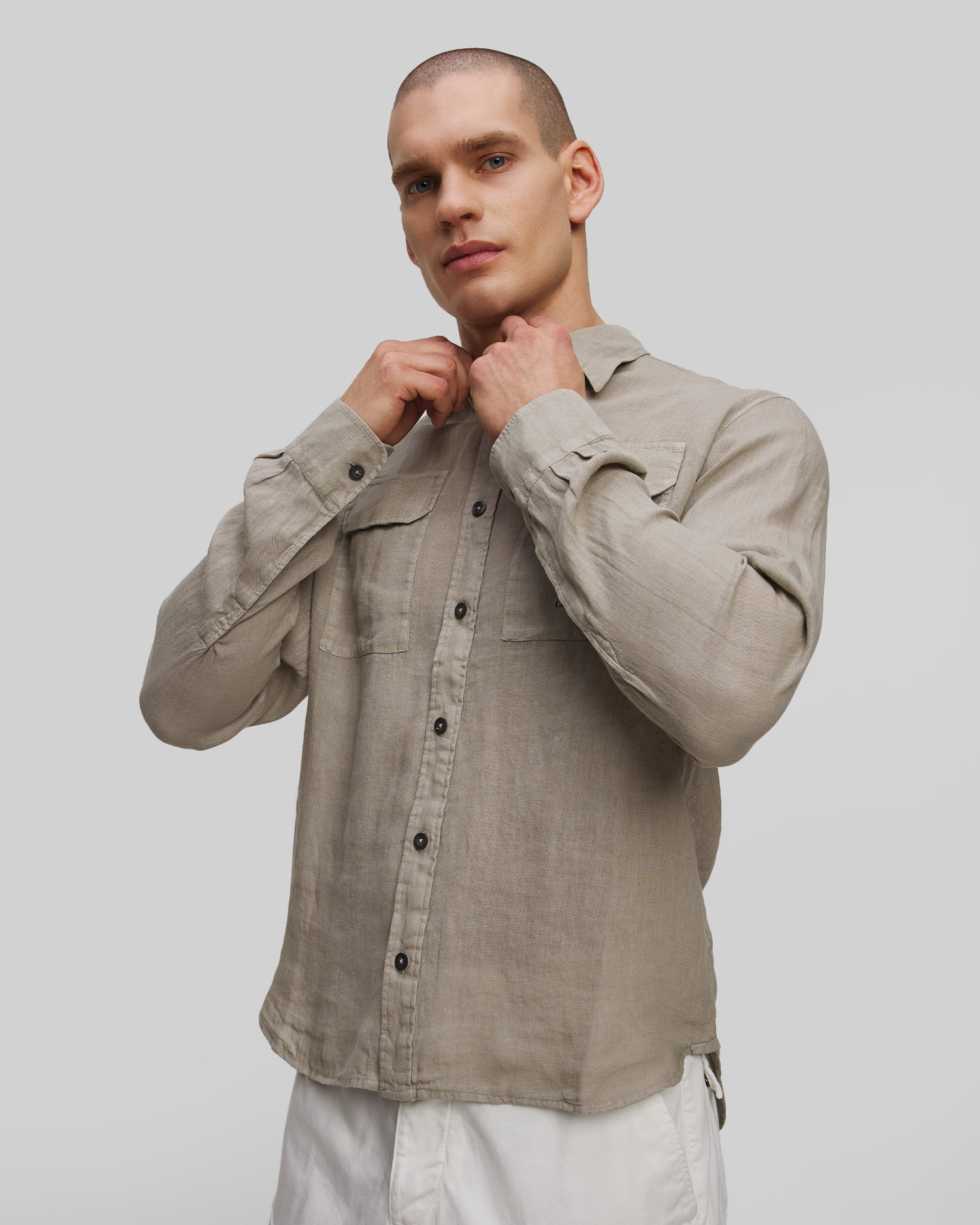 Koszula męska C.P. Company Linen Shirt khaki