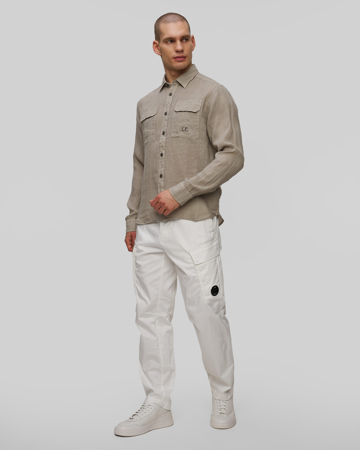 Koszula męska C.P. Company Linen Shirt khaki