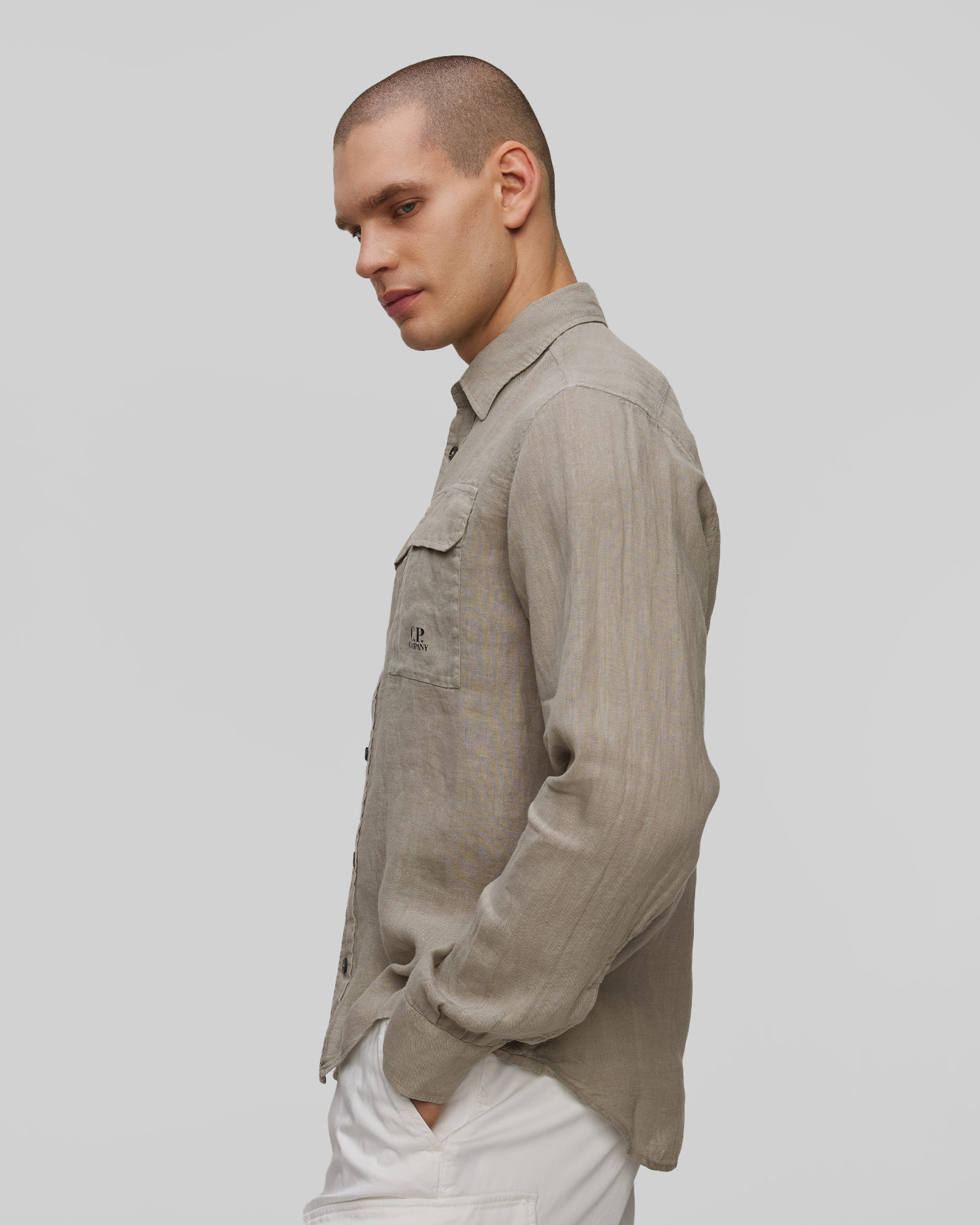 Koszula męska C.P. Company Linen Shirt khaki