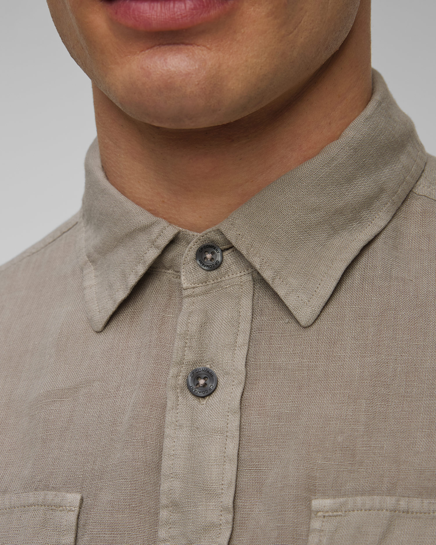 Koszula męska C.P. Company Linen Shirt khaki