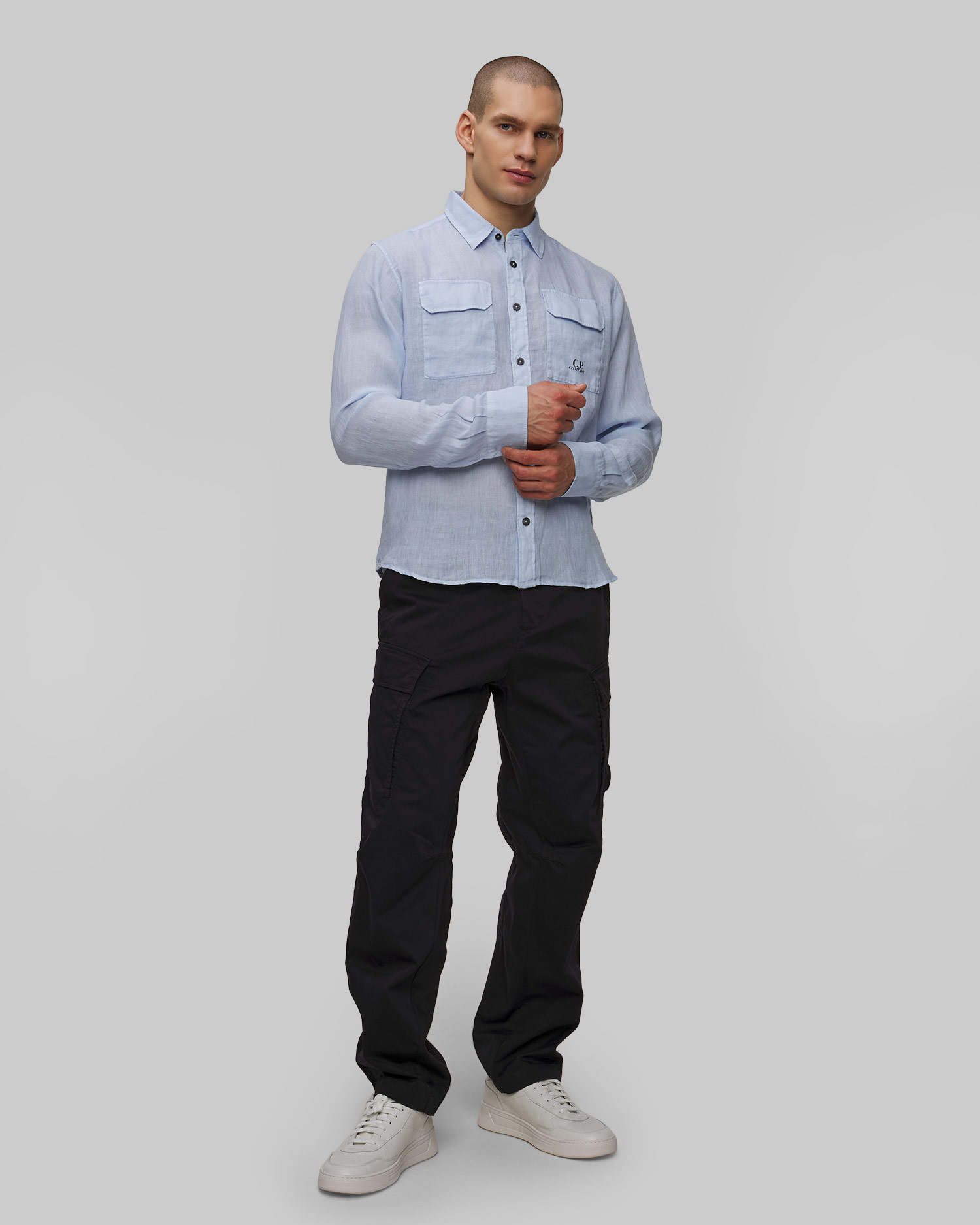 Koszula męska C.P. Company Linen Shirt niebieska