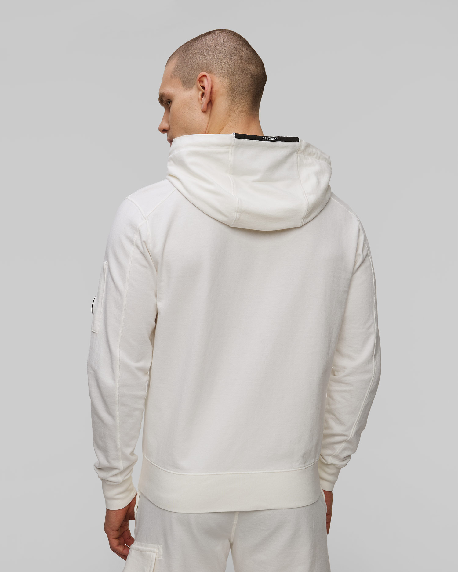 Bluza męska C.P. Company Light Fleece Full Zip Hooded Sweatshirt biała