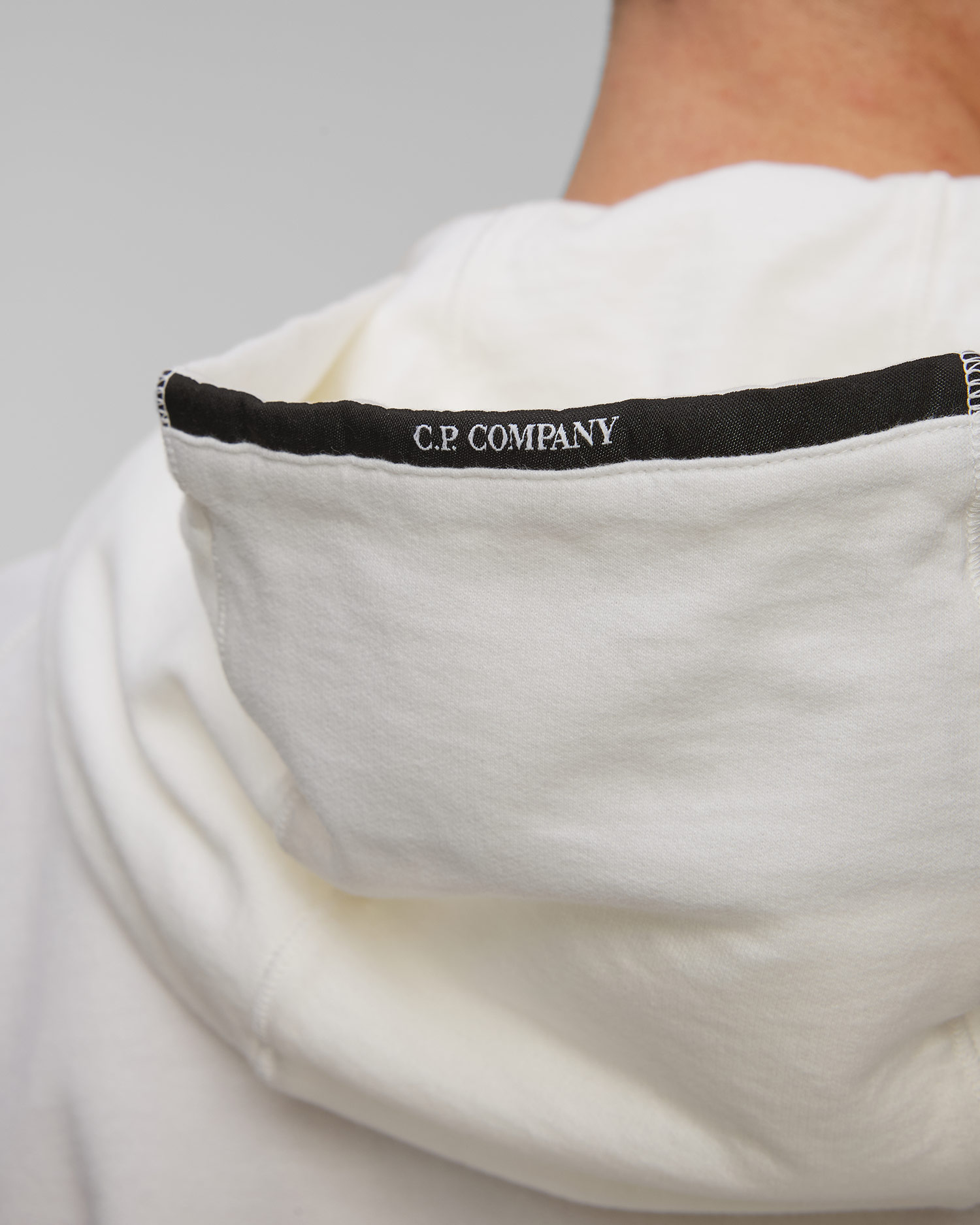 Men's C.P. Company Light Fleece Full Zip Hooded Sweatshirt white