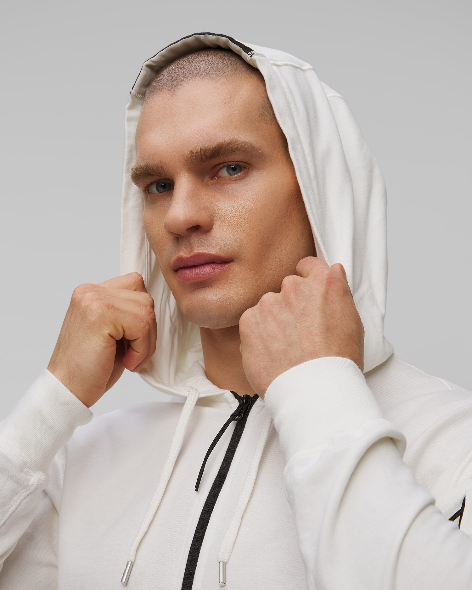 Bluza męska C.P. Company Light Fleece Full Zip Hooded Sweatshirt biała