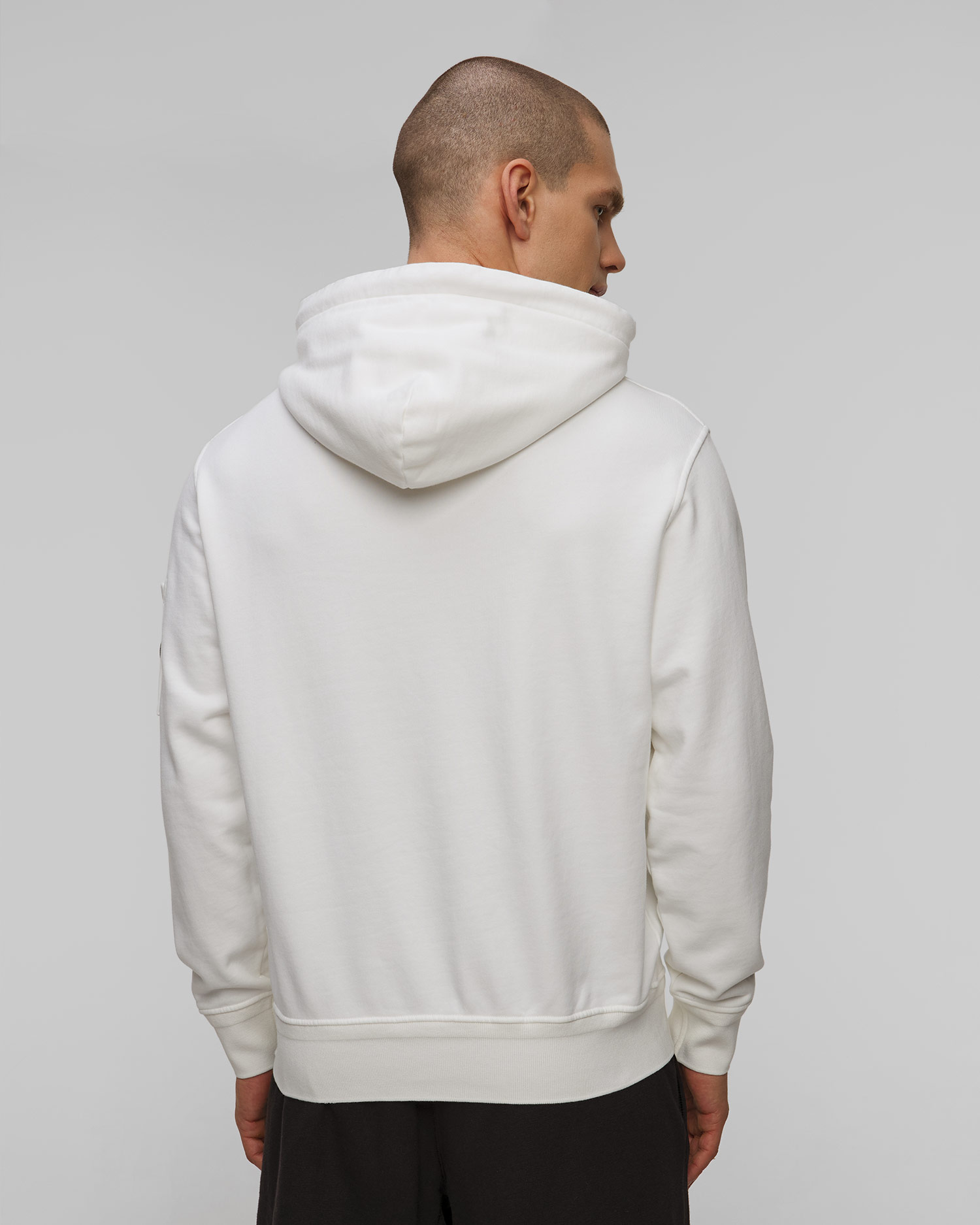 Men's swwatshirt C.P. Company Cotton Diagonal Fleece Resist Dyed Hooded Lens white