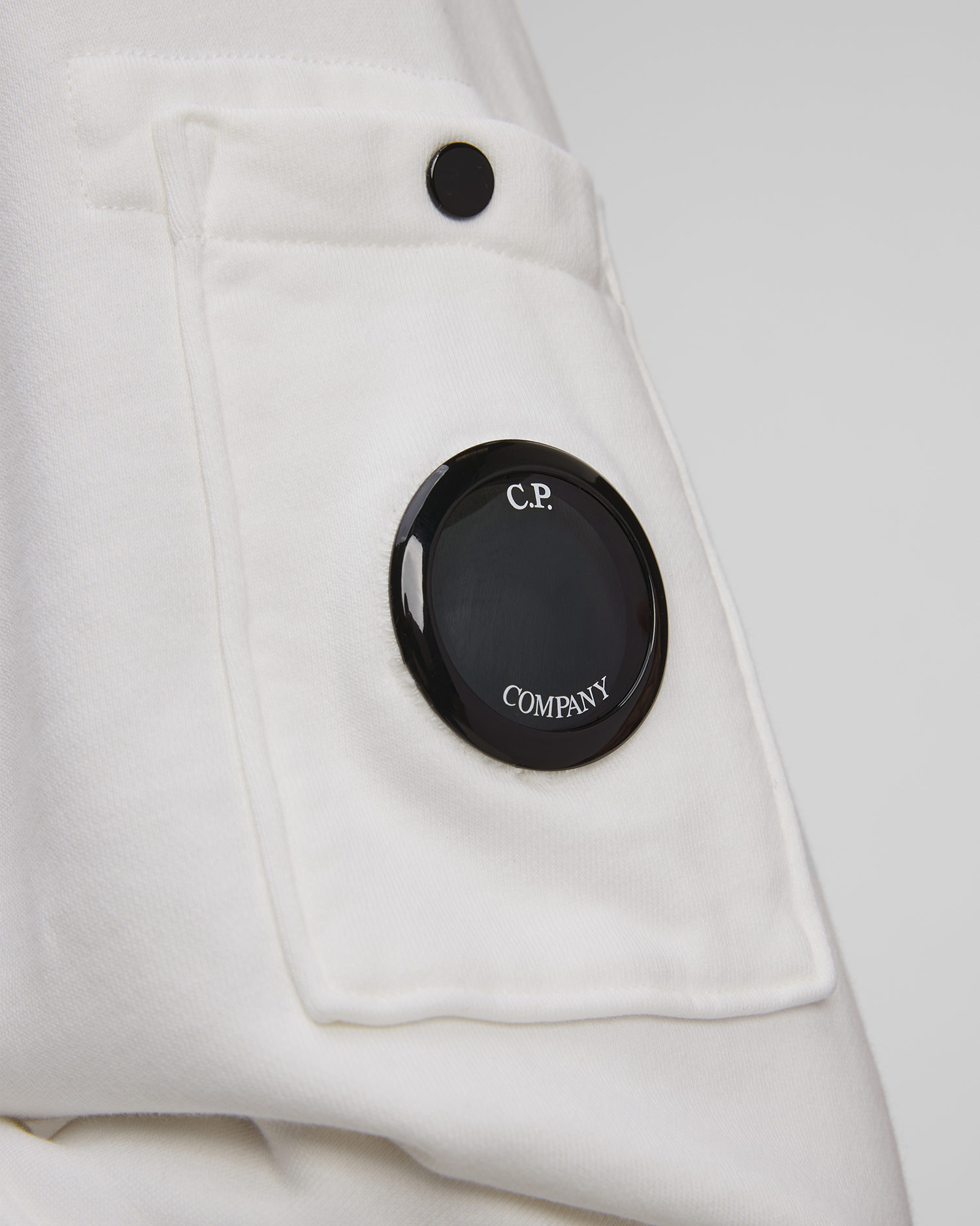 Men's swwatshirt C.P. Company Cotton Diagonal Fleece Resist Dyed Hooded Lens white