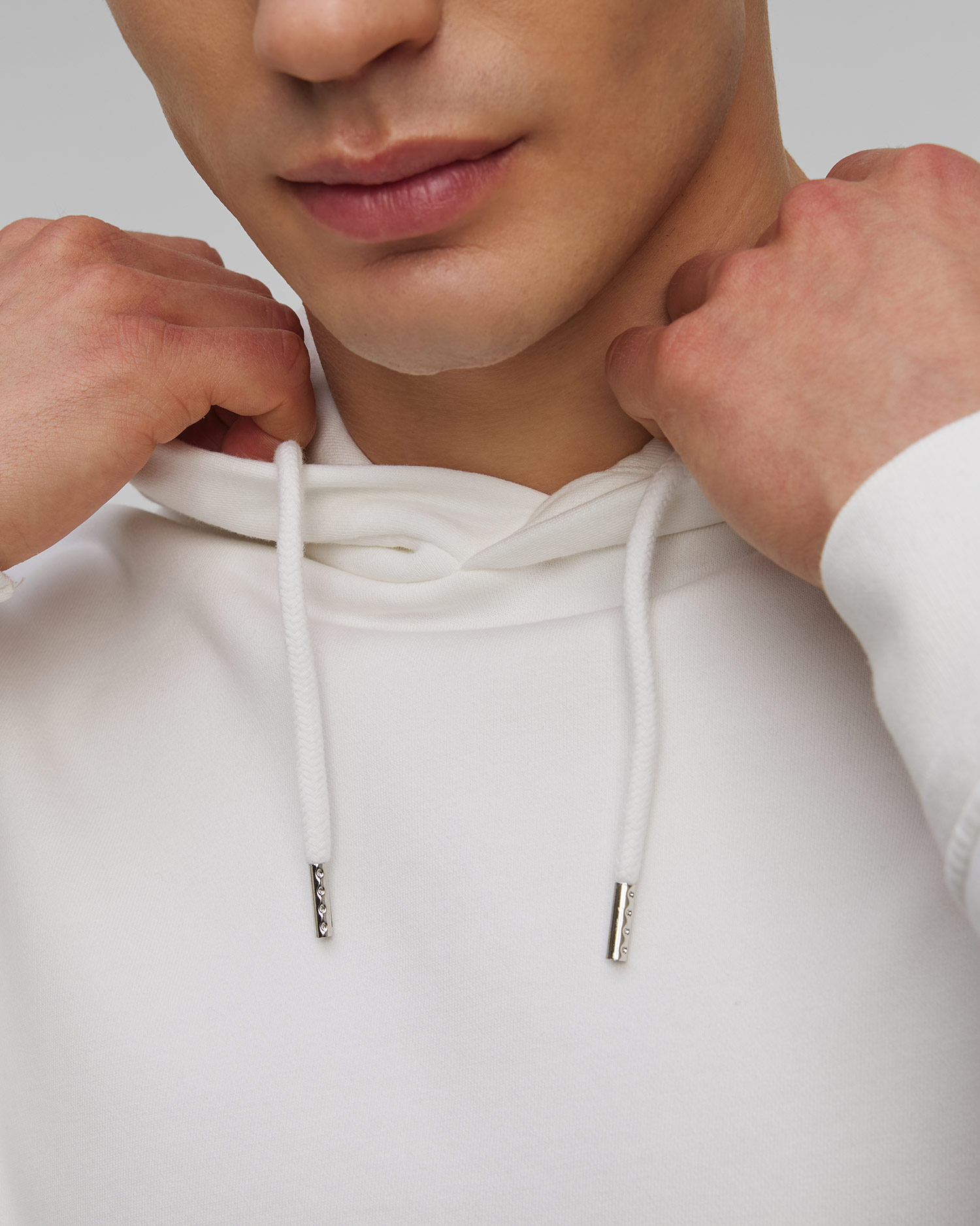 Men's swwatshirt C.P. Company Cotton Diagonal Fleece Resist Dyed Hooded Lens white