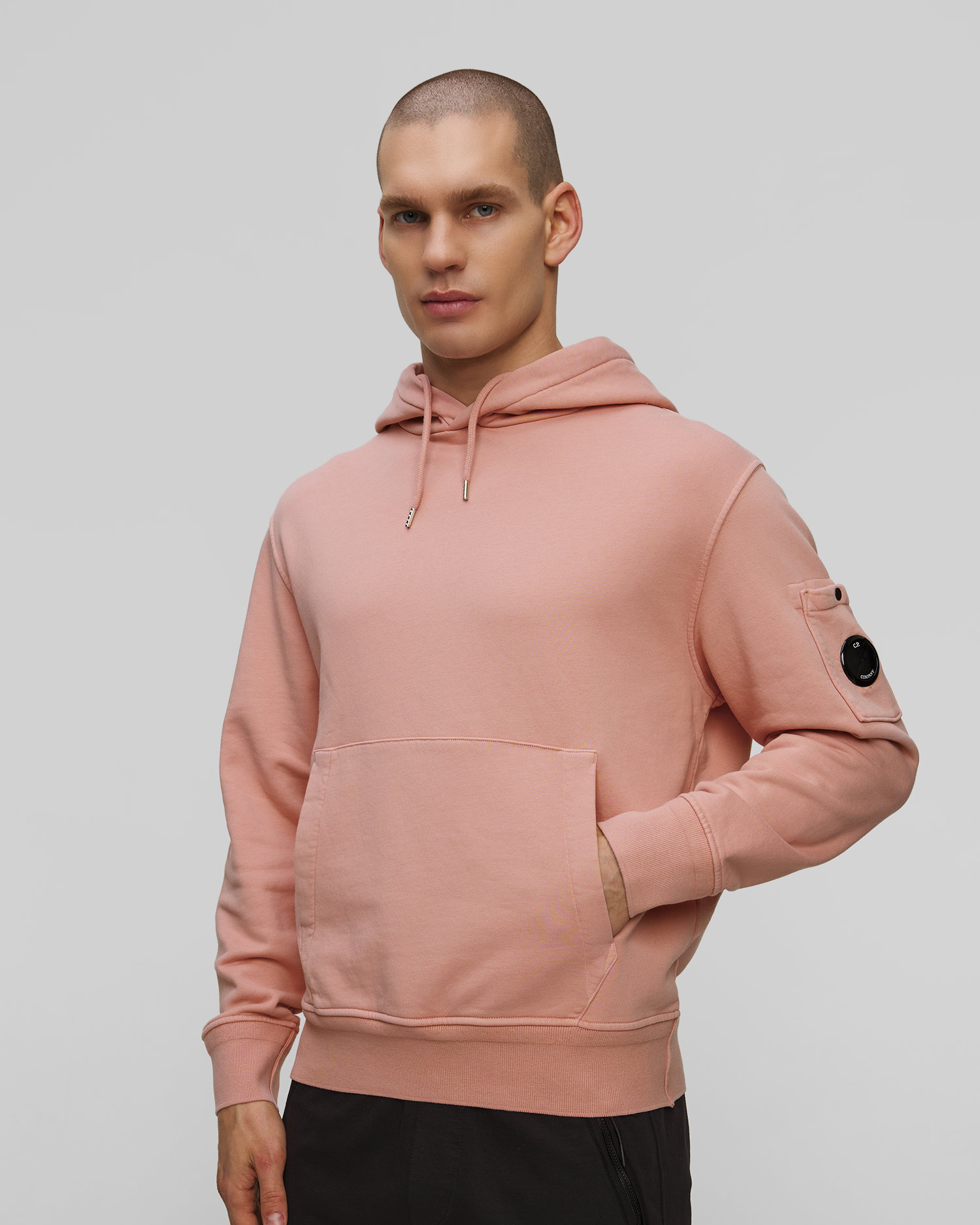 Bluza męska C.P. Company Cotton Diagonal Fleece Resist Dyed Hooded Lens różowa