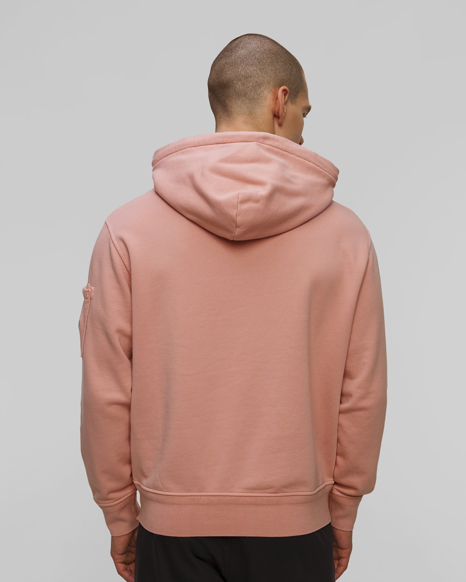 Pánská mikina C.P. Company Cotton Diagonal Fleece Resist Dyed Hooded Lens v Růžové Barvě