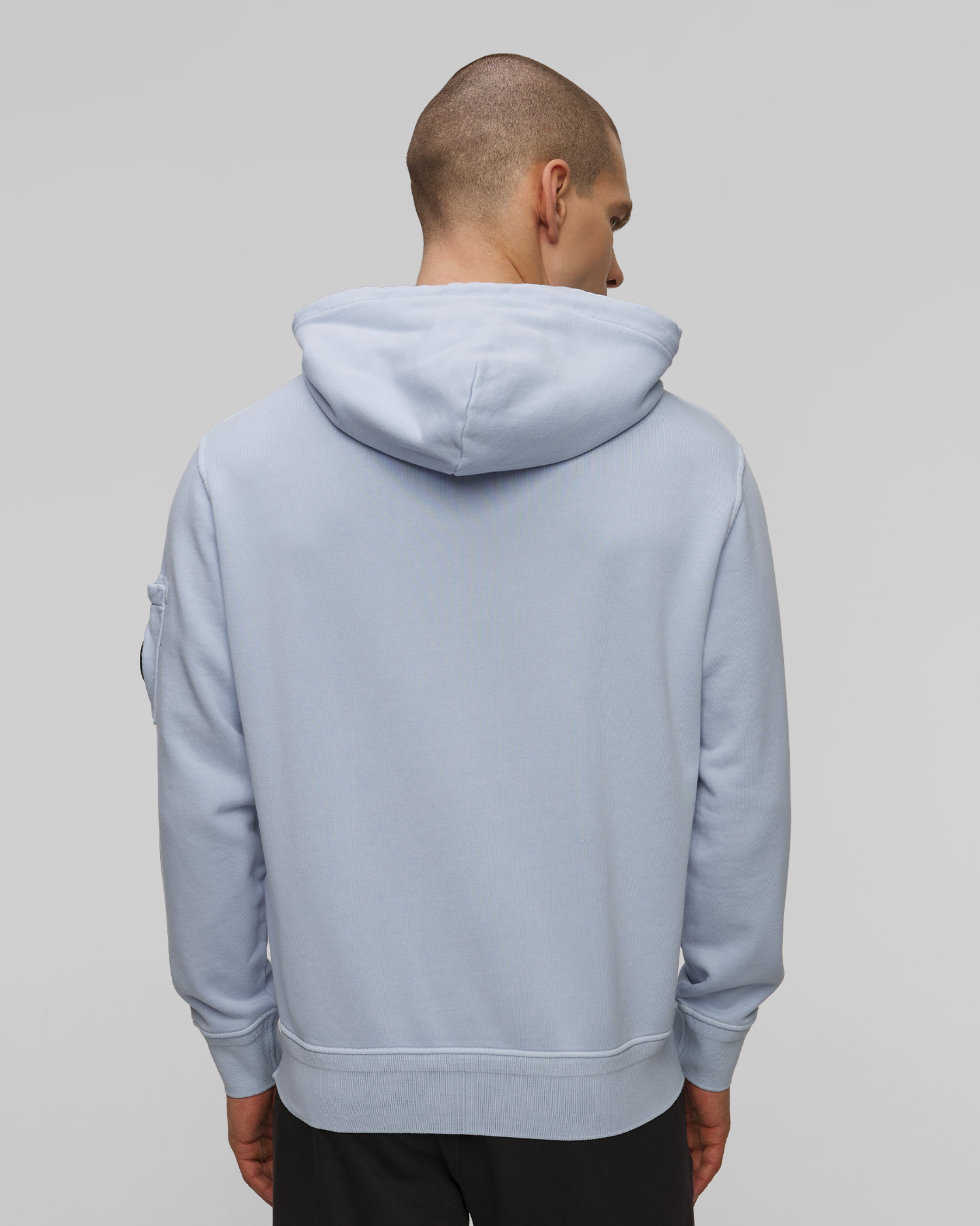 Pánská modrá mikina C.P. Company Cotton Diagonal Fleece Resist Dyed Hooded Lens