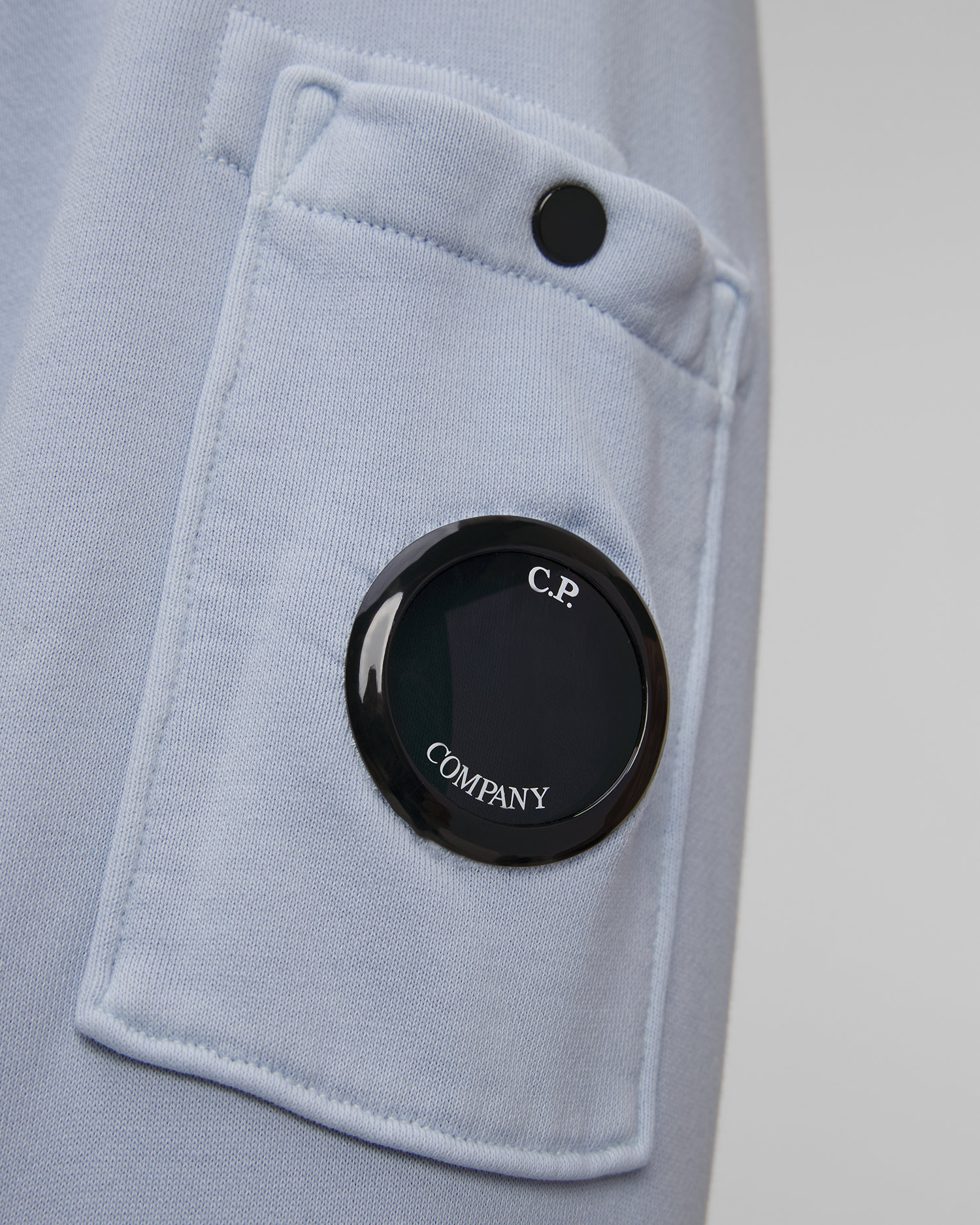 Pánská modrá mikina C.P. Company Cotton Diagonal Fleece Resist Dyed Hooded Lens