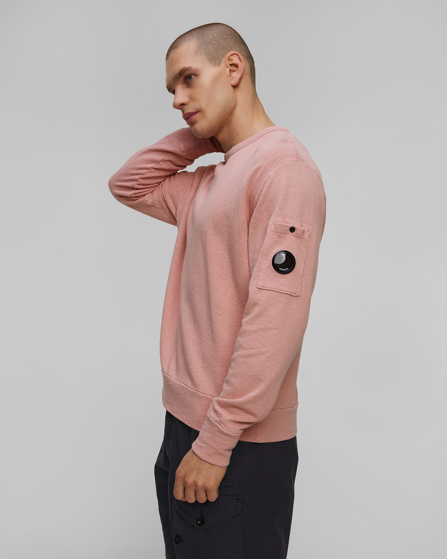 Pánská mikina C.P. Company Malfilè Fleece Crewneck Sweatshirt v Růžové Barvě