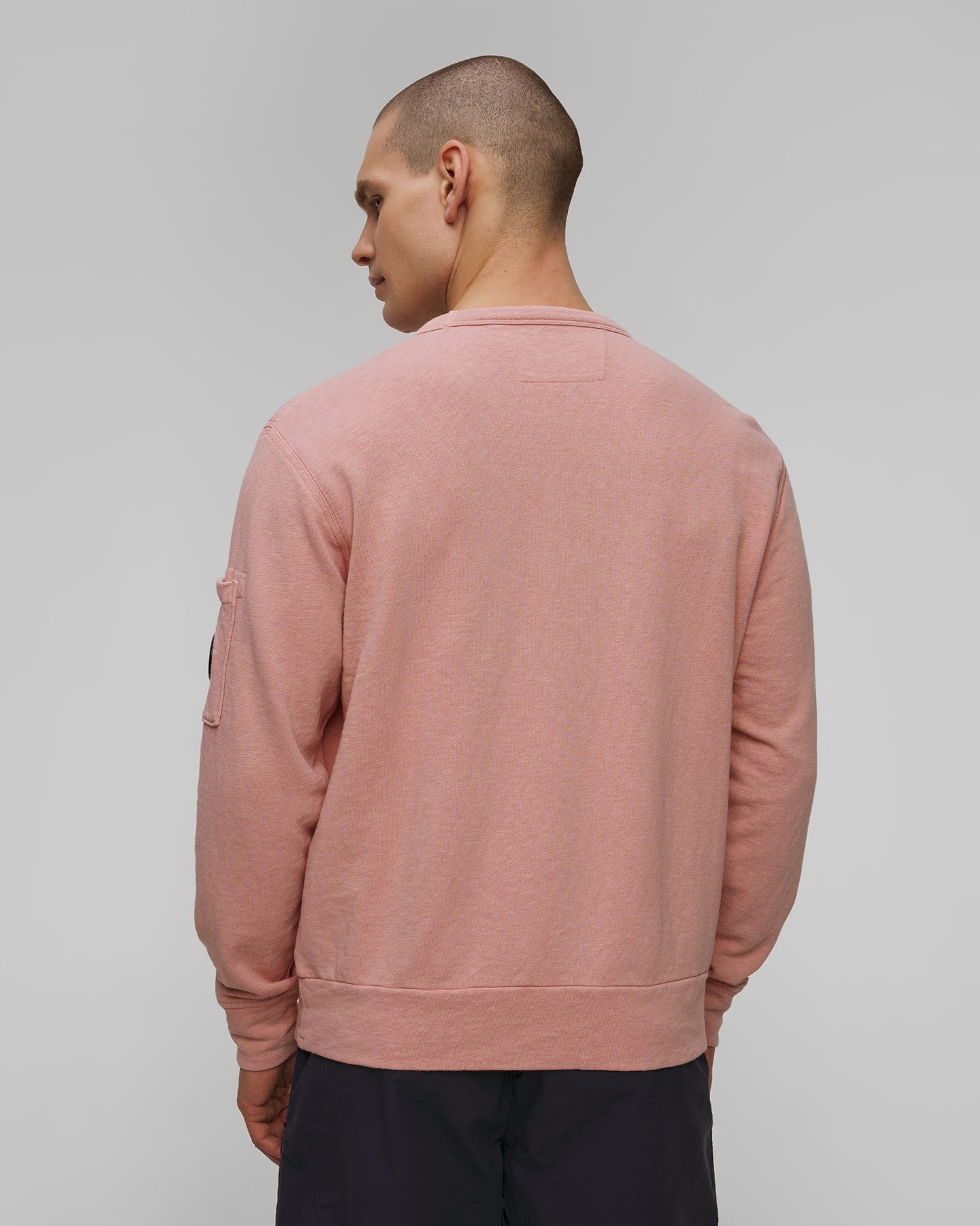 Pánská mikina C.P. Company Malfilè Fleece Crewneck Sweatshirt v Růžové Barvě