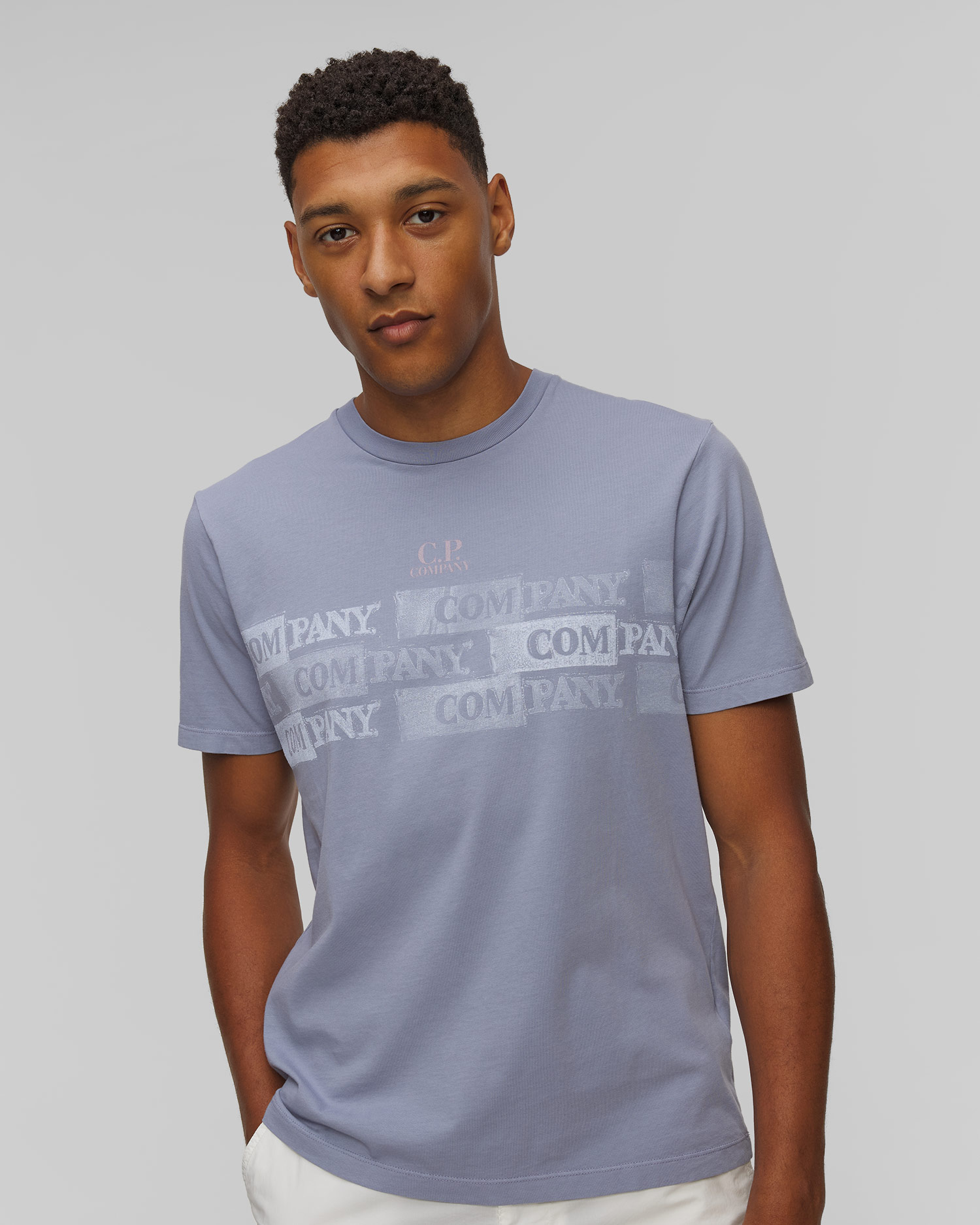 T-shirt violet pour hommes C.P. Company 24/1 Jersey Horizontal Logo 