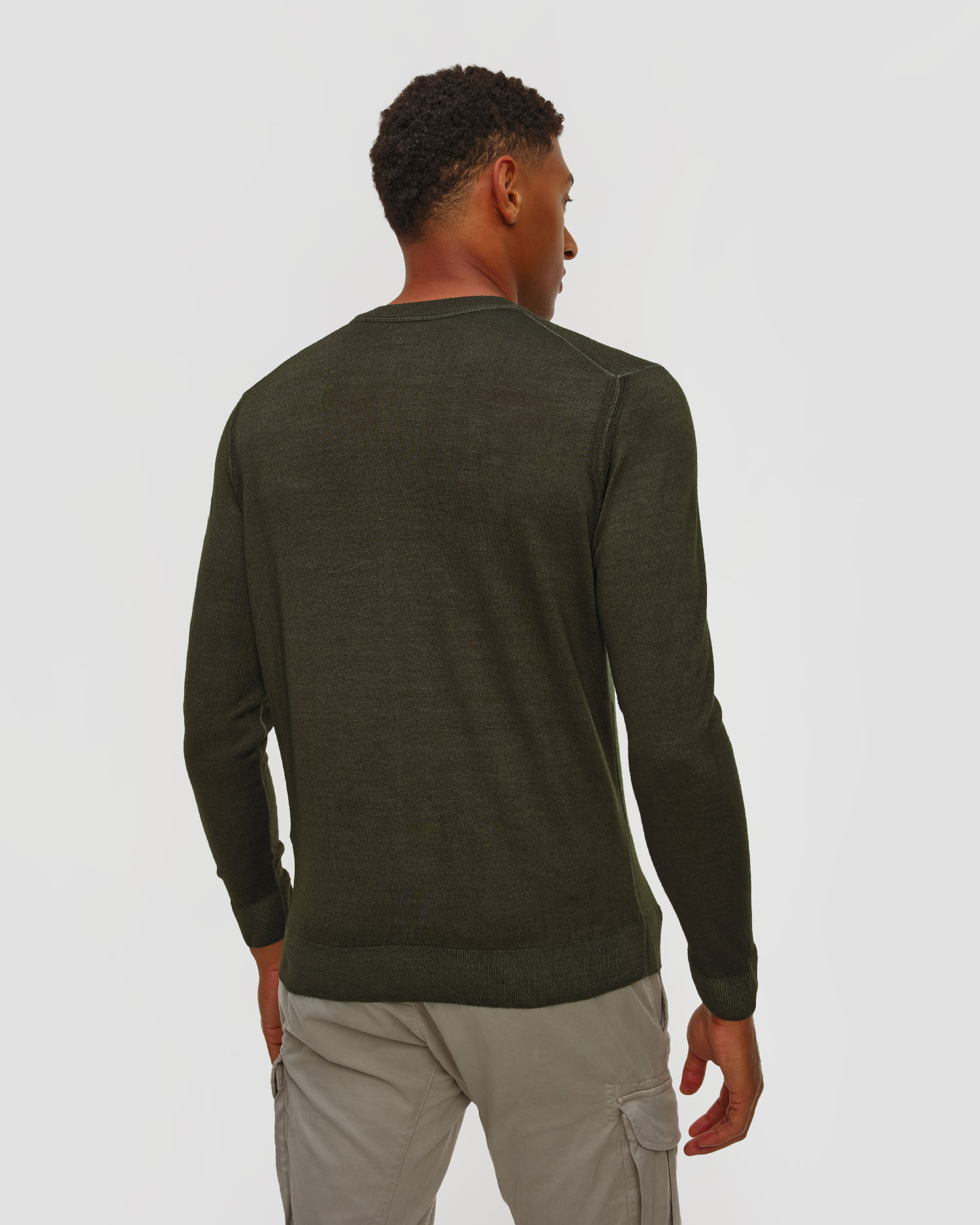 C.P. Company Merino Wool Crewneck Lens Sweater Herrenpullover in Grün und Grau