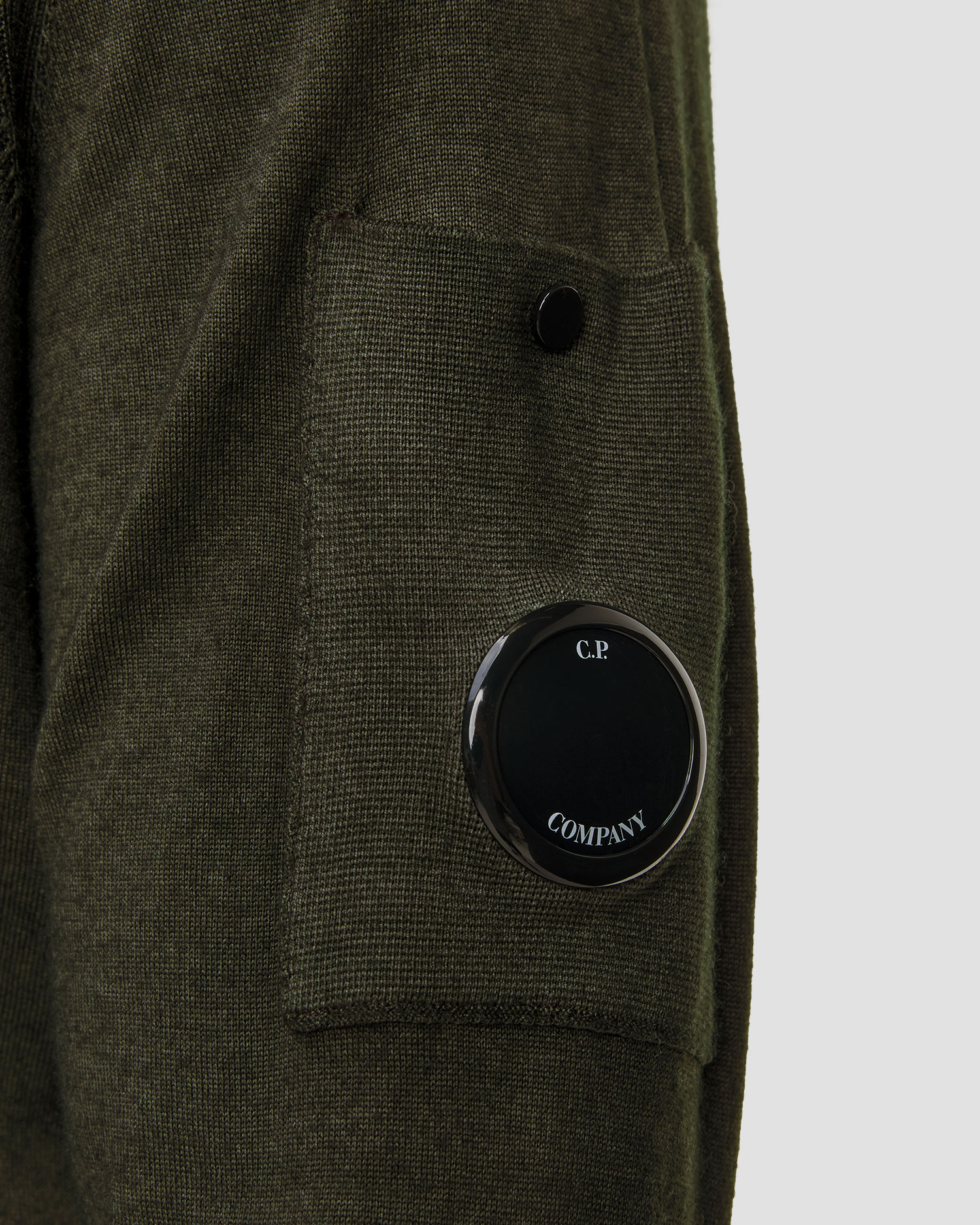 C.P. Company Merino Wool Crewneck Lens Sweater Herrenpullover in Grün und Grau