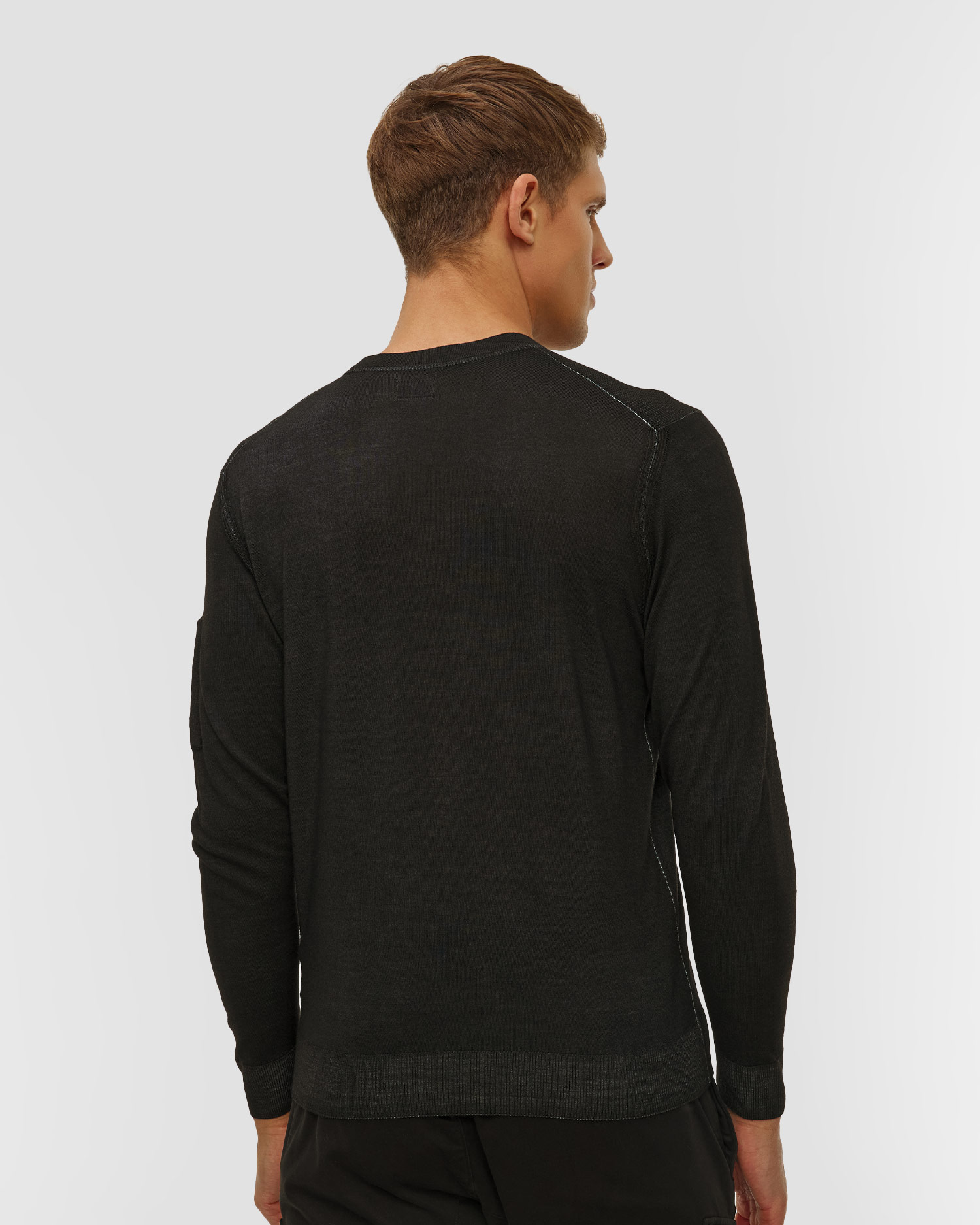 Pánsky sveter C.P. Company Merino Wool Crewneck Lens Sweater čierny