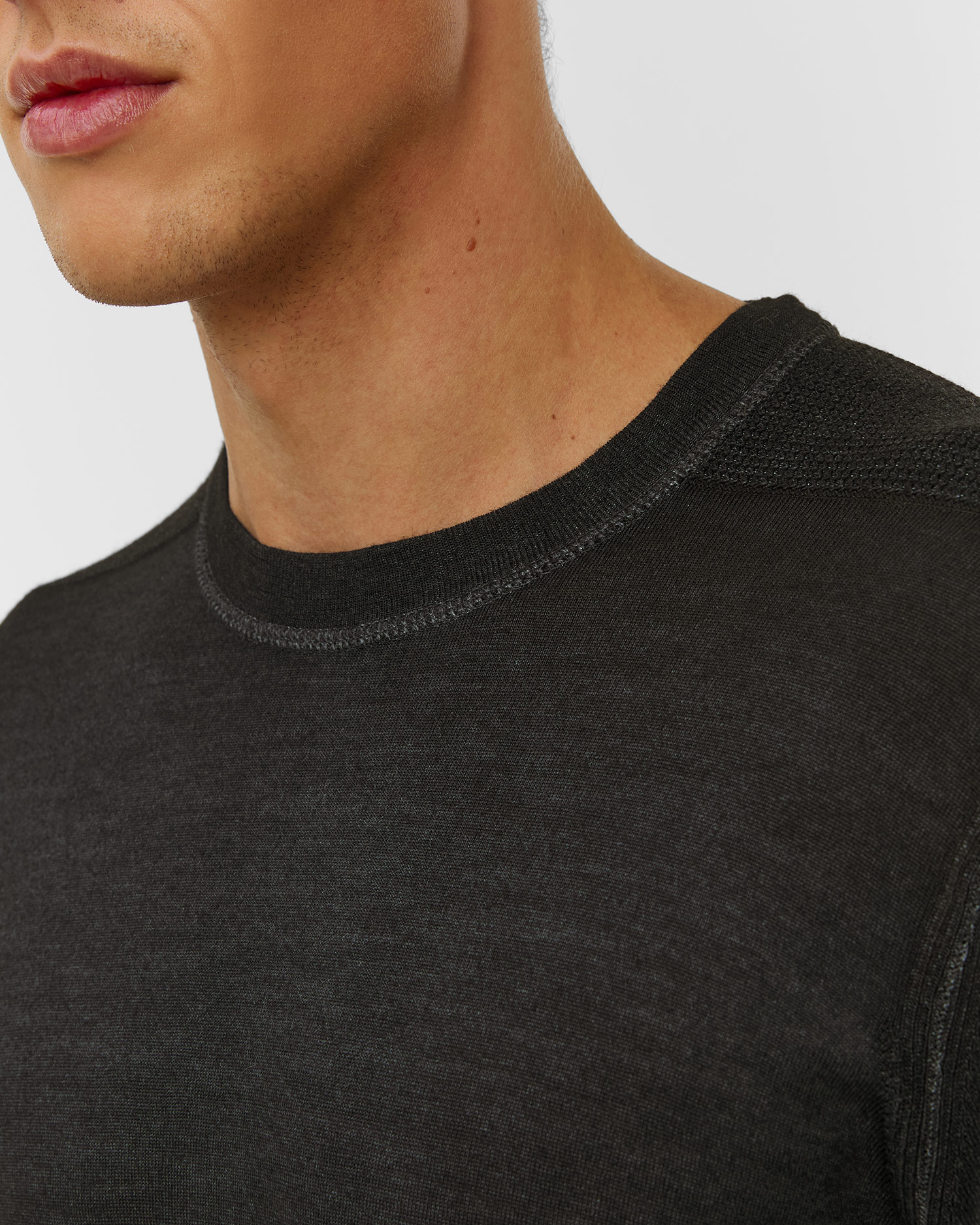 Pánsky sveter C.P. Company Merino Wool Crewneck Lens Sweater čierny