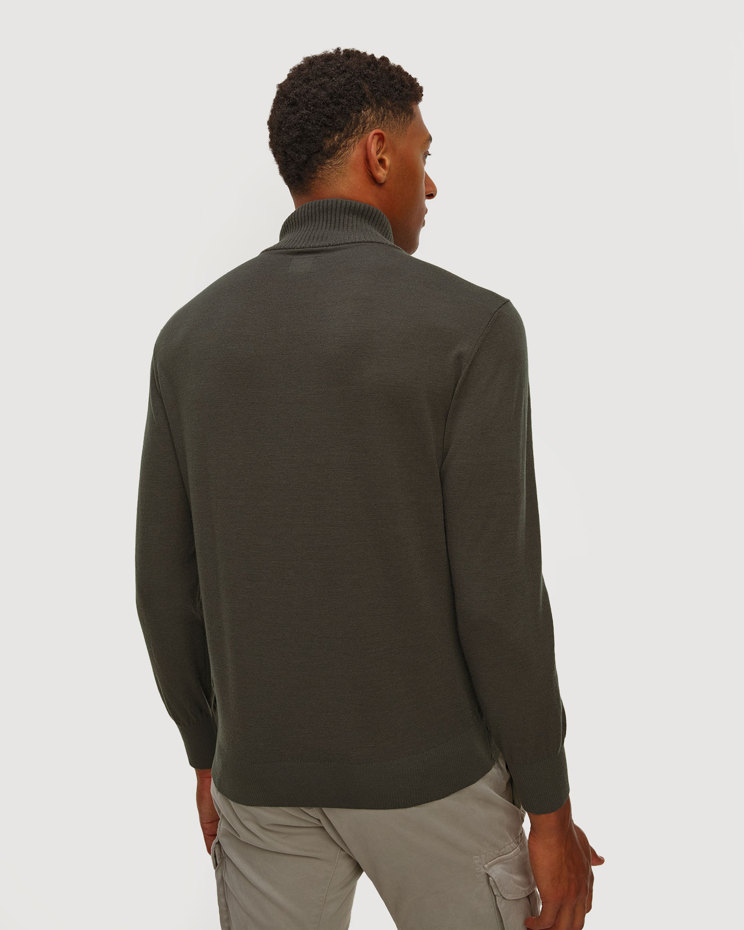 C.P. Company Extrafine Merino Wool Half Zip Sweater Herren Rollkragenpullover mit Reißverschluss in Grau