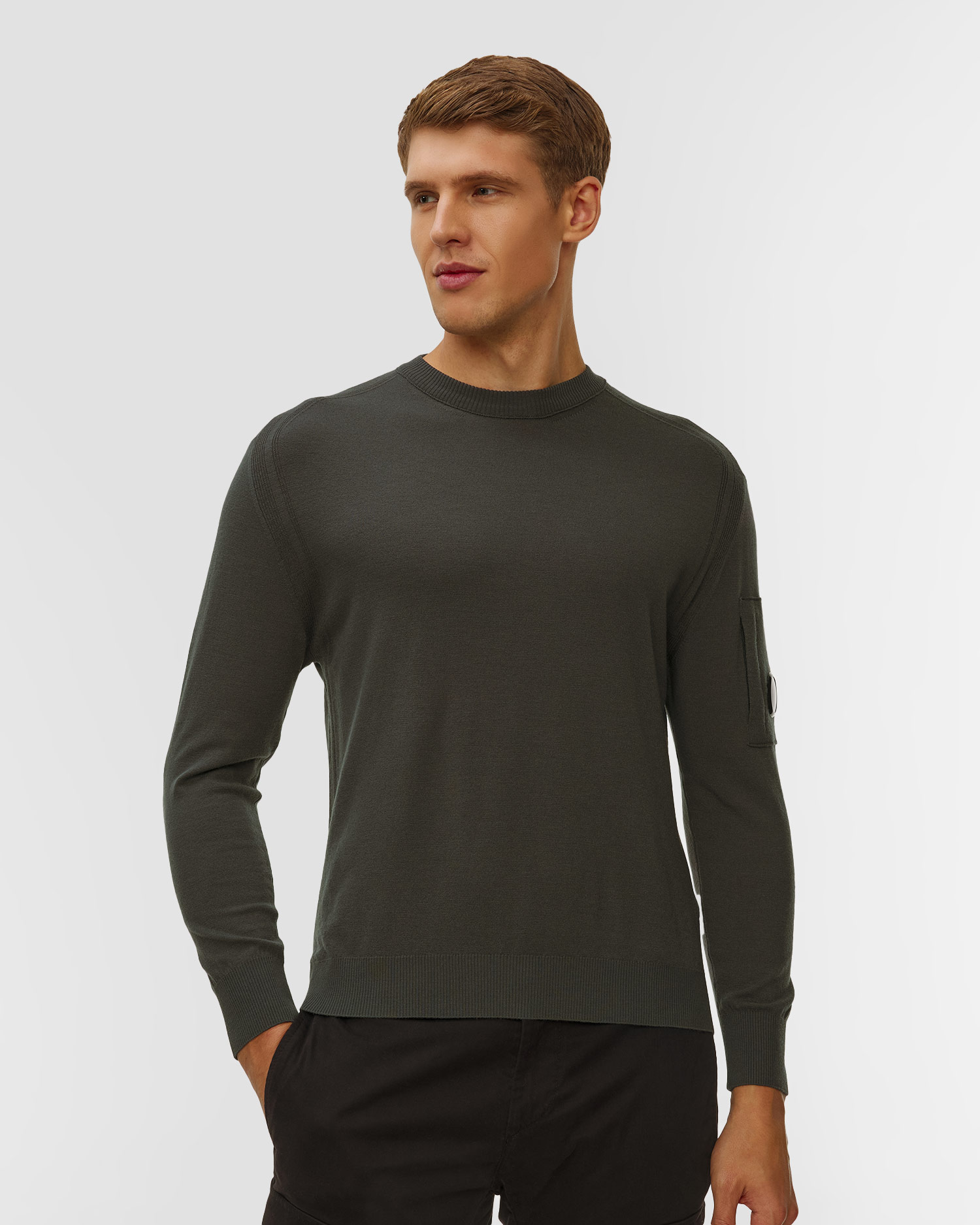 Pánsky sveter C.P. Company Extrafine Merino Wool Crewneck Sweater sivý
