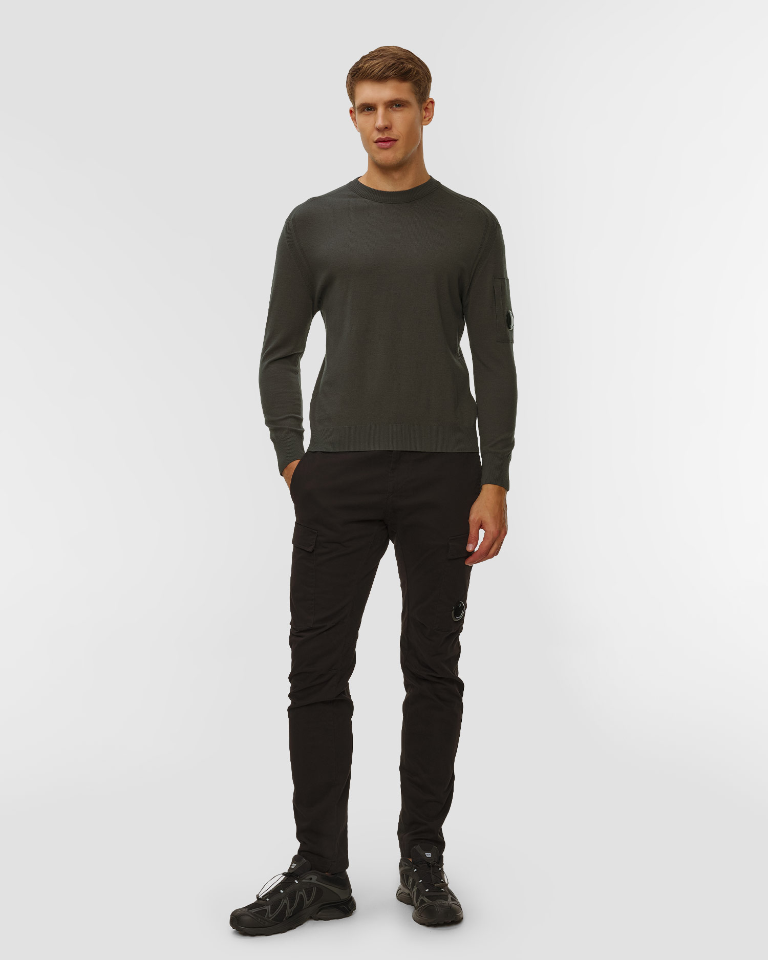 Pánsky sveter C.P. Company Extrafine Merino Wool Crewneck Sweater sivý