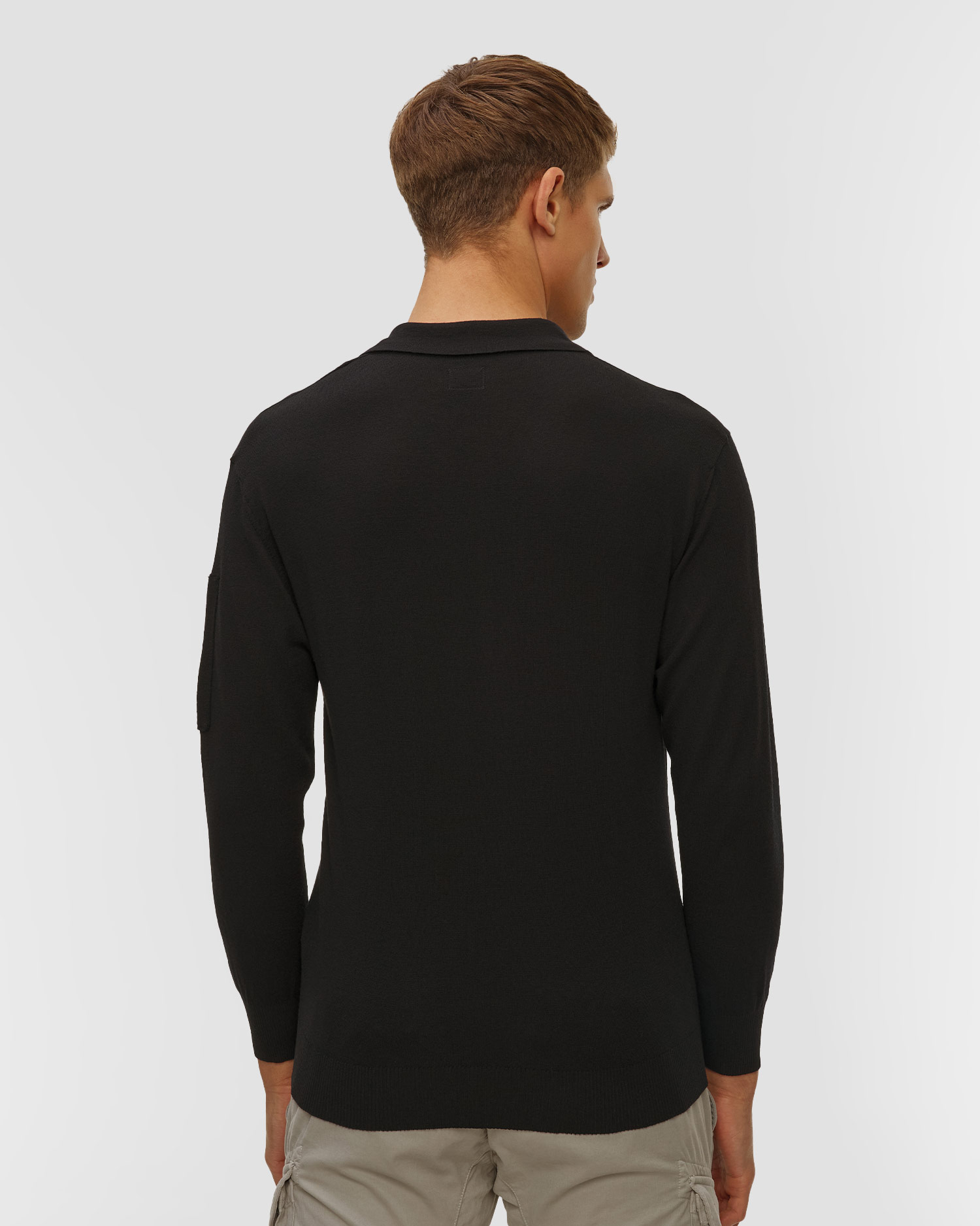 Pánsky polo sveter C.P. Company Extrafine Merino Wool Polo Sweater čierny