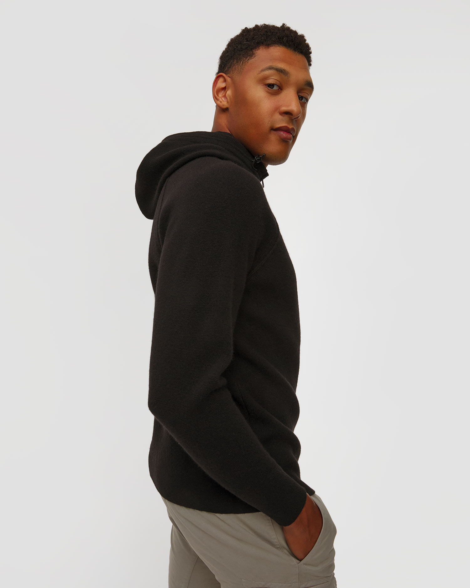 C.P. Company Lambswool GRS Hooded Full Zip Sweater Herren-Sweatshirt in Schwarz