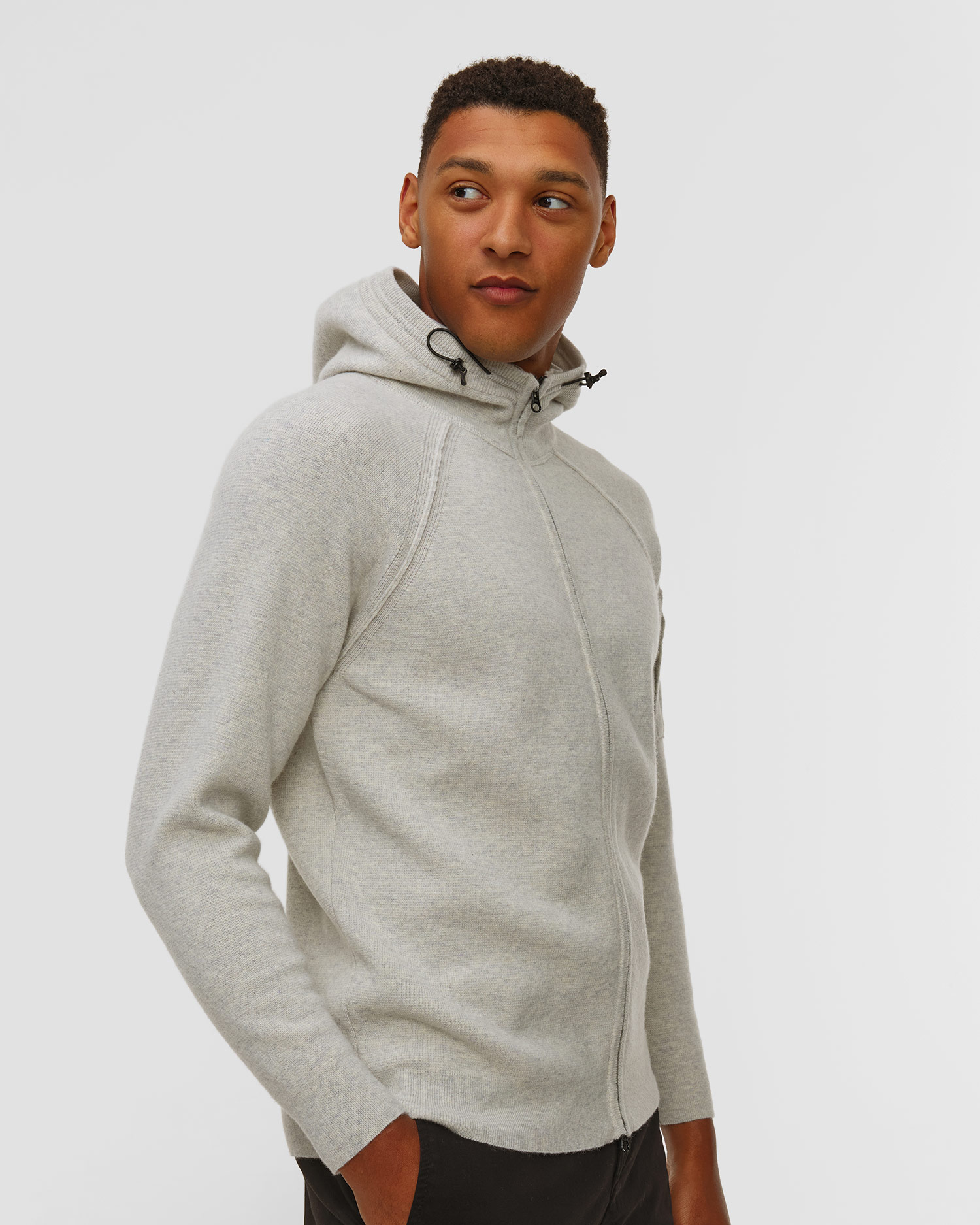 C.P. Company Lambswool GRS Hooded Full Zip Sweater Herren-Sweatshirt in Weiß und Grau