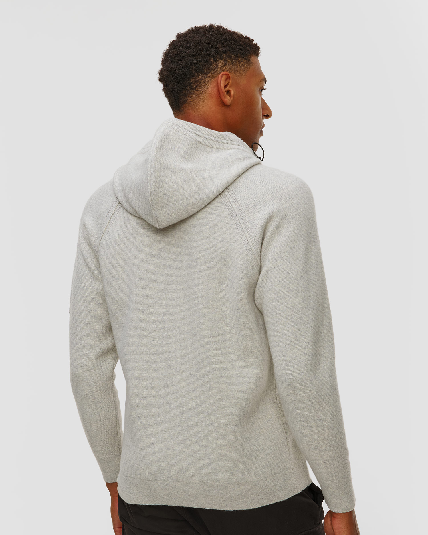 Men's C.P. Company Lambswool GRS Hooded Full Zip Sweater white and grey