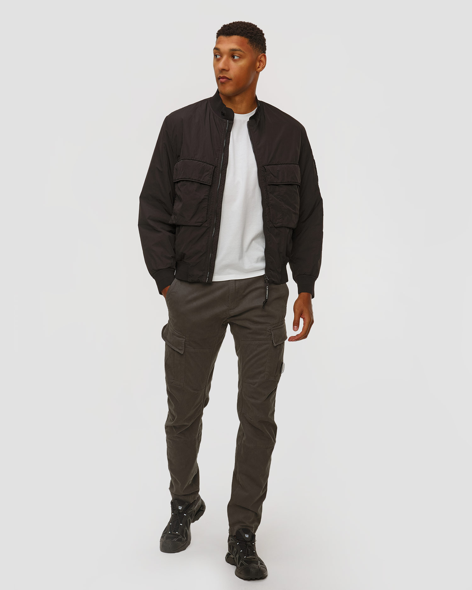 Veste bomber noire pour hommes C.P. Company Chrome-R Bomber Jacket