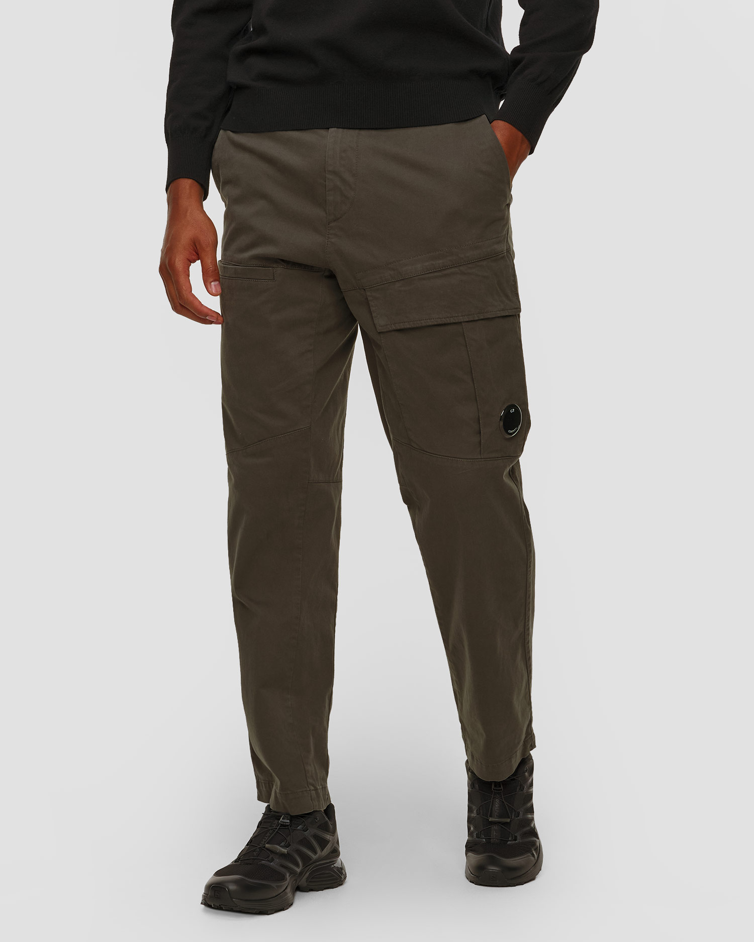 Pánske nohavice C.P. Company Stretch Sateen Loose Cargo Pants sivé, Farba-Vzor: Szary
