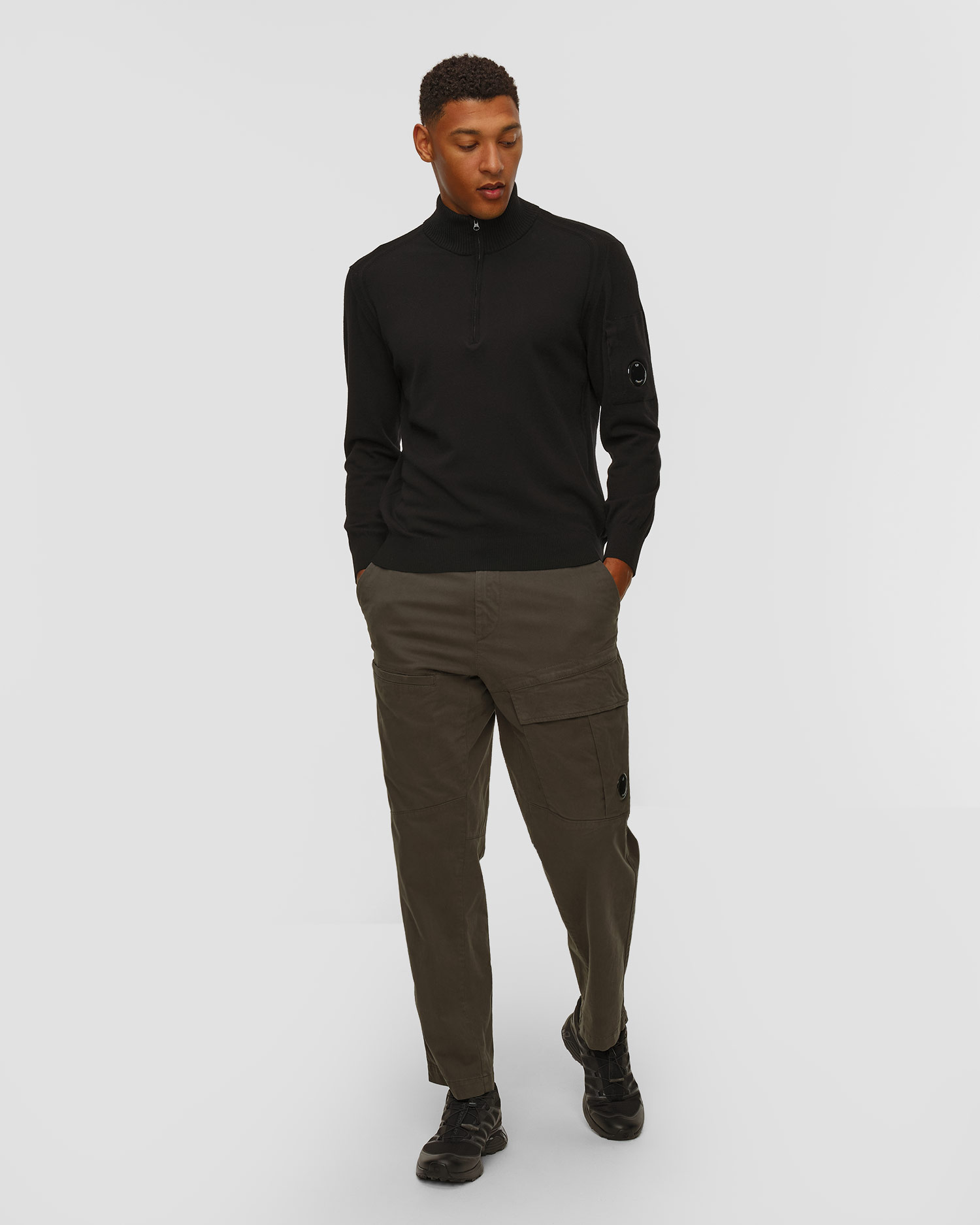 Pantalon gris pour hommes C.P. Company Stretch Sateen Loose Cargo Pants
