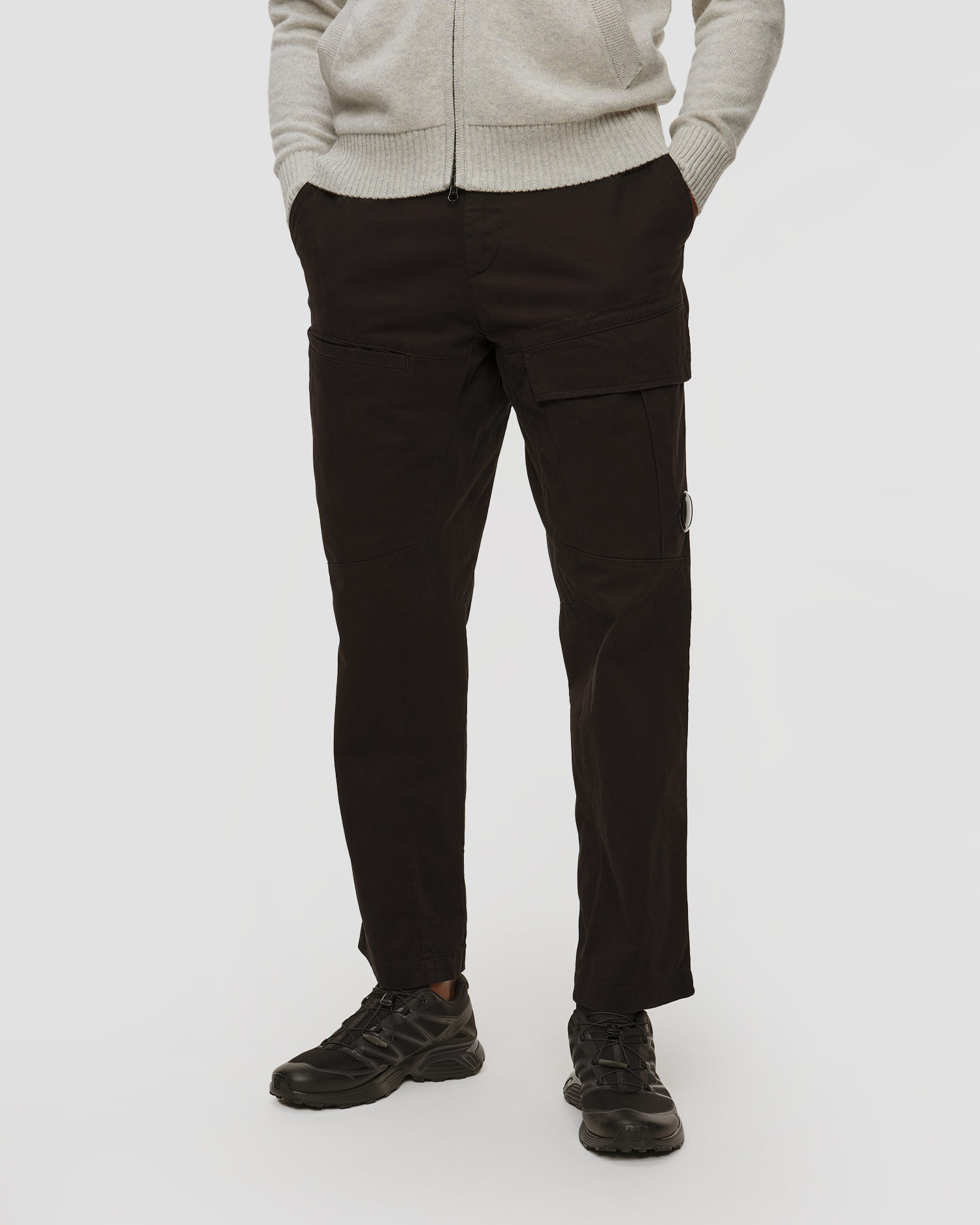 Pantalon noir pour hommes C.P. Company Stretch Sateen Loose Cargo Pants
