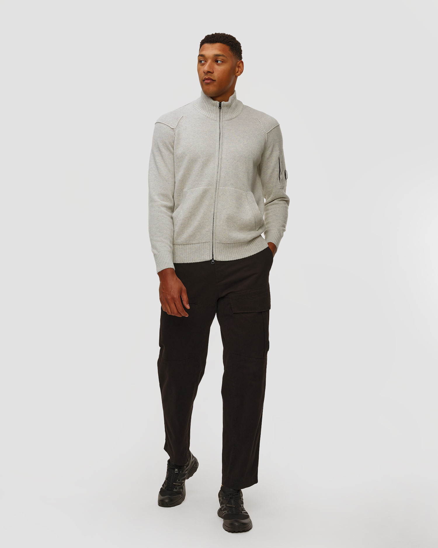 Pantalon noir pour hommes C.P. Company Stretch Sateen Loose Cargo Pants