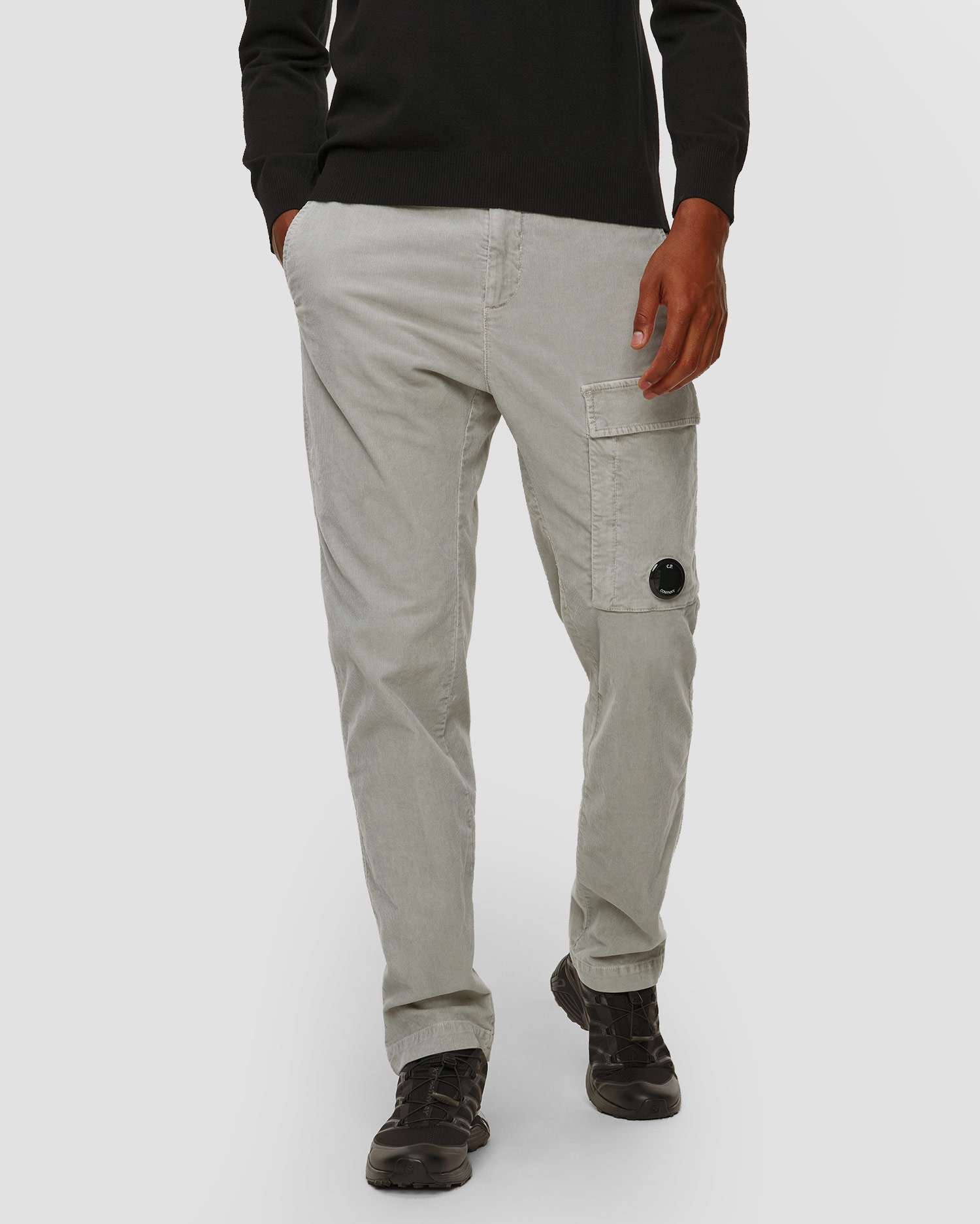 Pantalon gris pour hommes C.P. Company Corduroy Lens Cargo Pants 