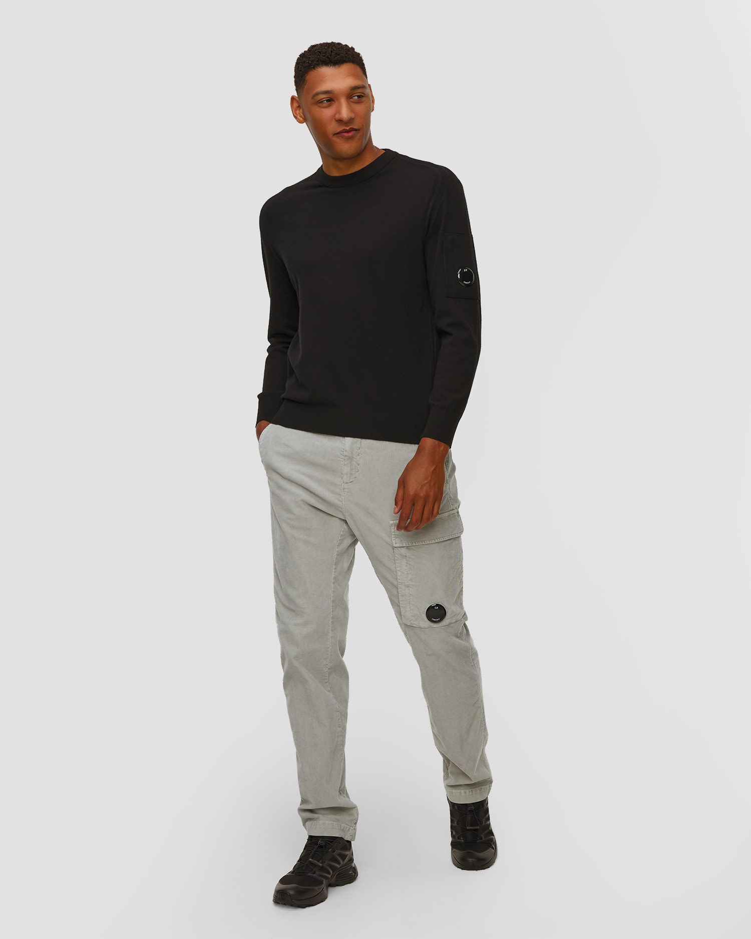 Pantalon gris pour hommes C.P. Company Corduroy Lens Cargo Pants 