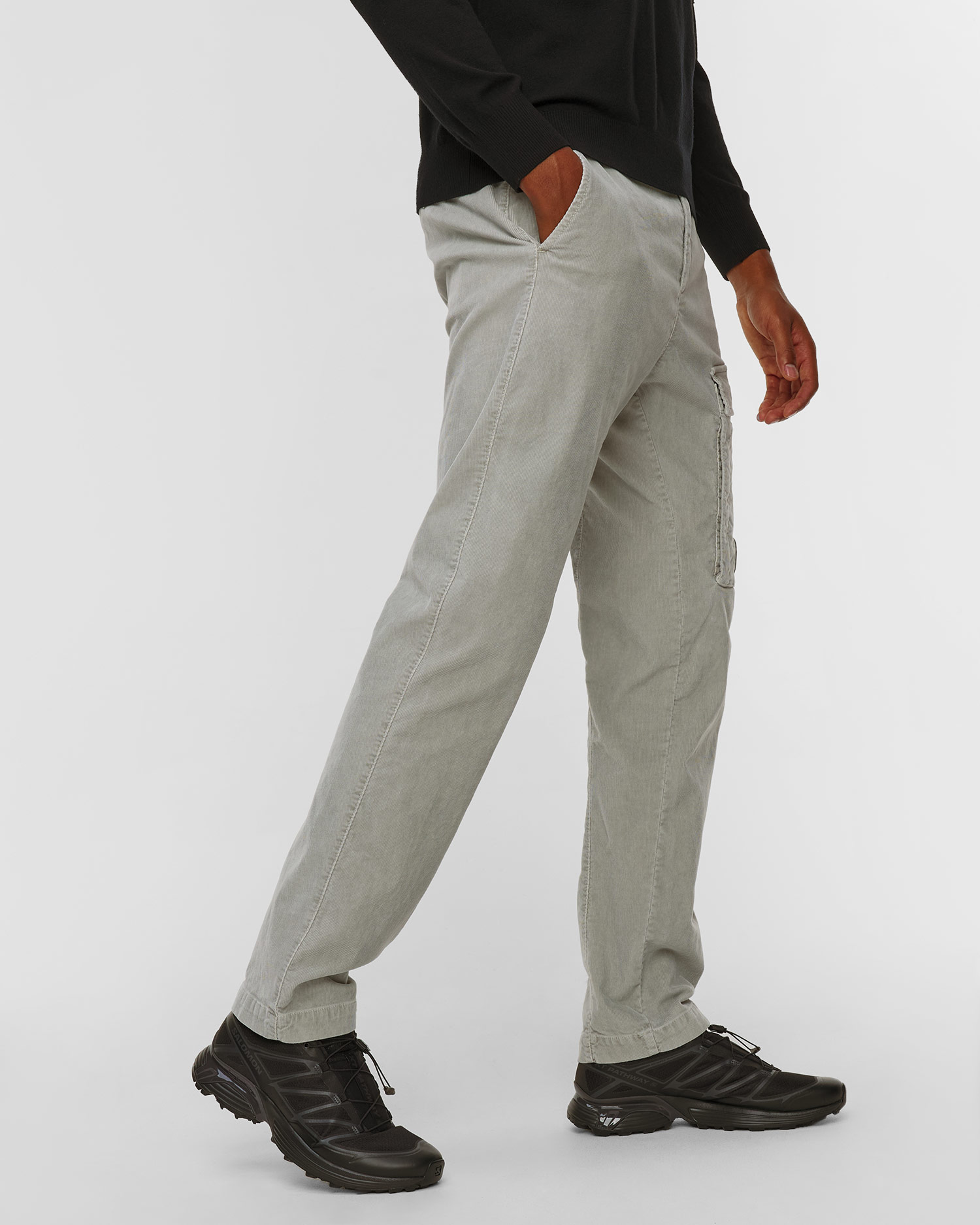 Pánske manšestrové nohavice C.P. Company Lens Cargo Pants sivé